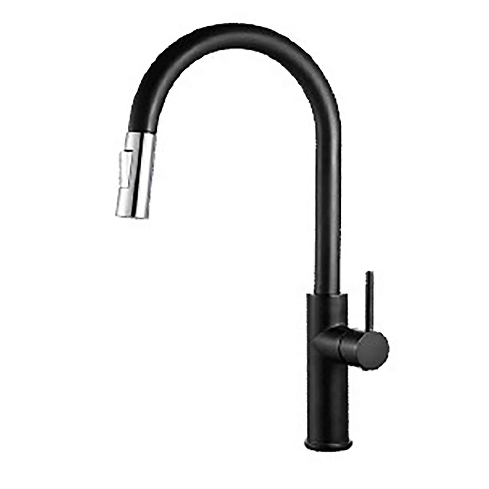 Robinet de cuisine monotrou avec douchette Aba, noir et chrome
