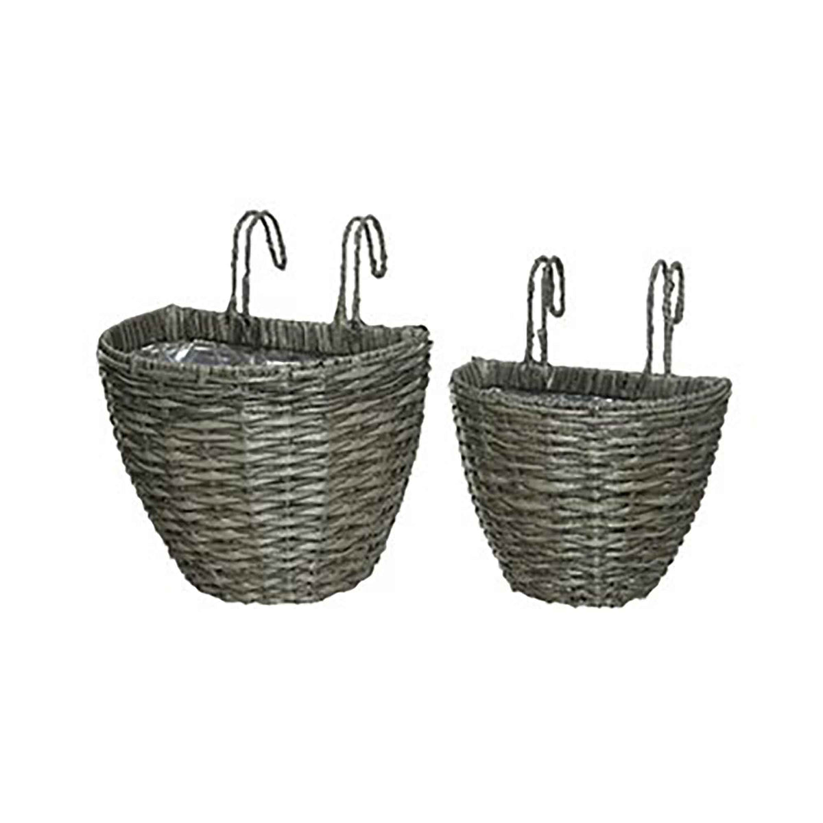 Ensemble de 2 jardinières suspendues en polyrotin, anthracite
