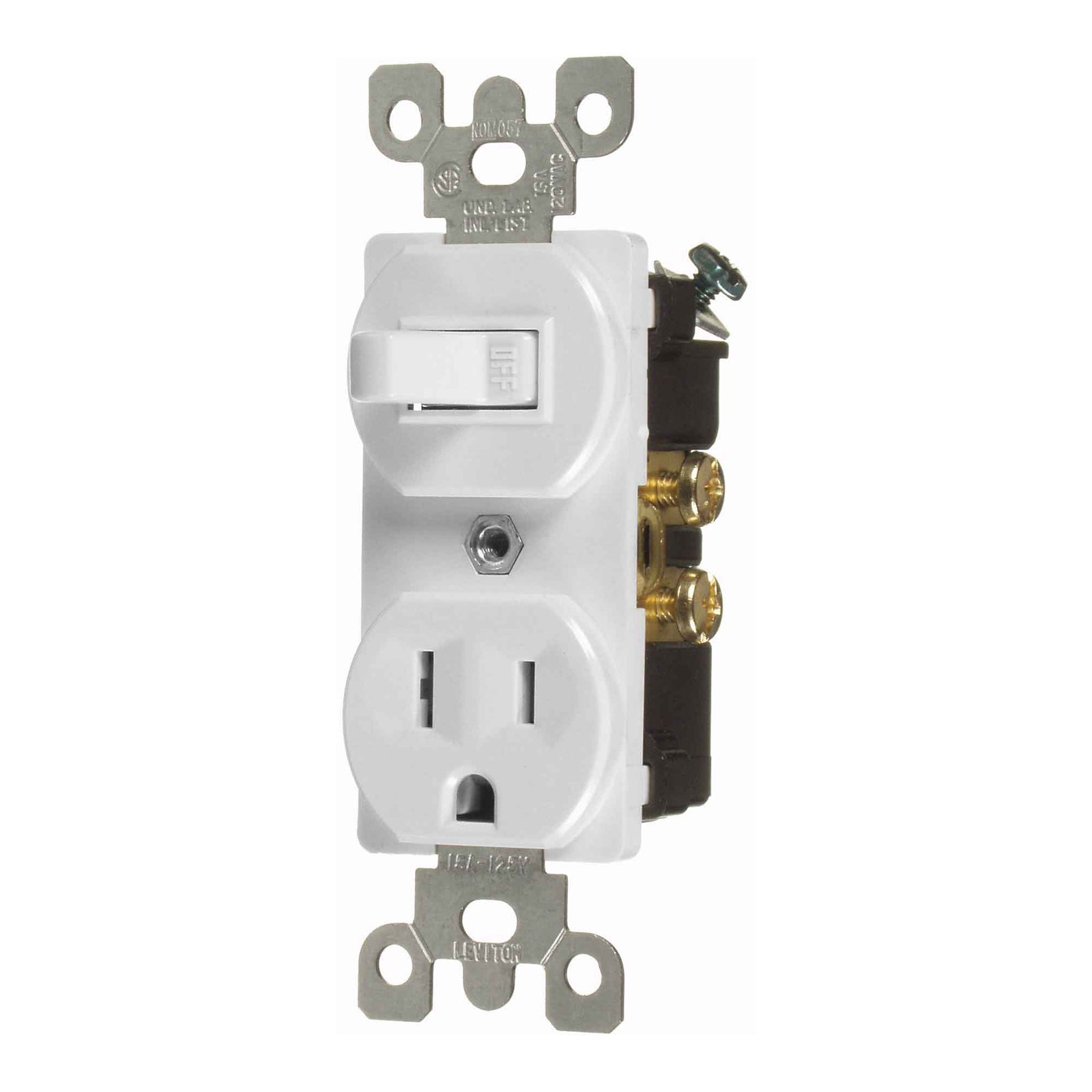 Interrupteur combiné duplex unipolaire de 15 A / 125 V, blanc