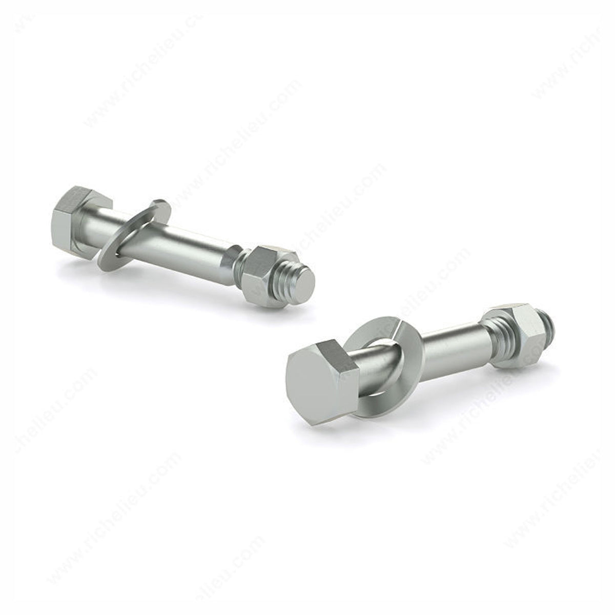 ZZ - Boulon à tête hexagonale avec écrou et rondelles blocage, zinc, 7/16'' x 1/4'' x 1-1/4'' (emballage de 6)