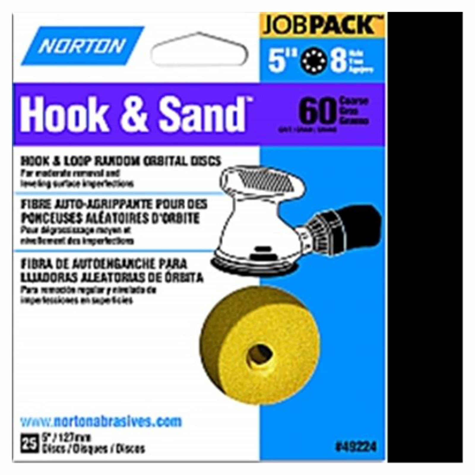 Disque de ponçage velcro, 5'', 60 gr (emballage de 25)