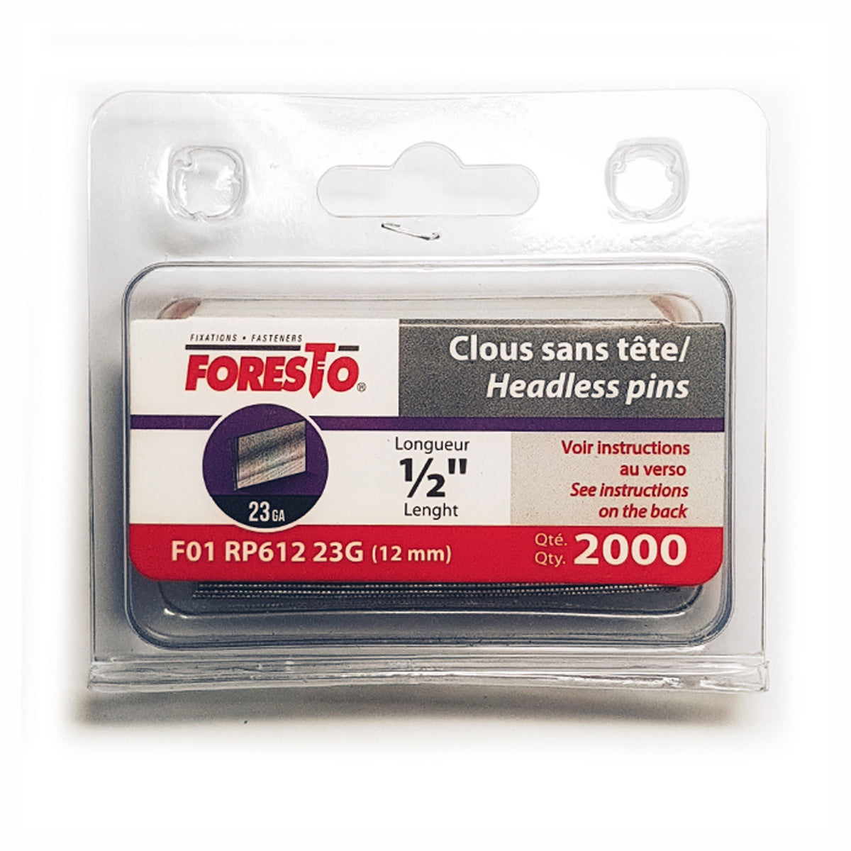 Clou de finition galvanisé, calibre 18, 1-1/2'' (emballage de 1 000)