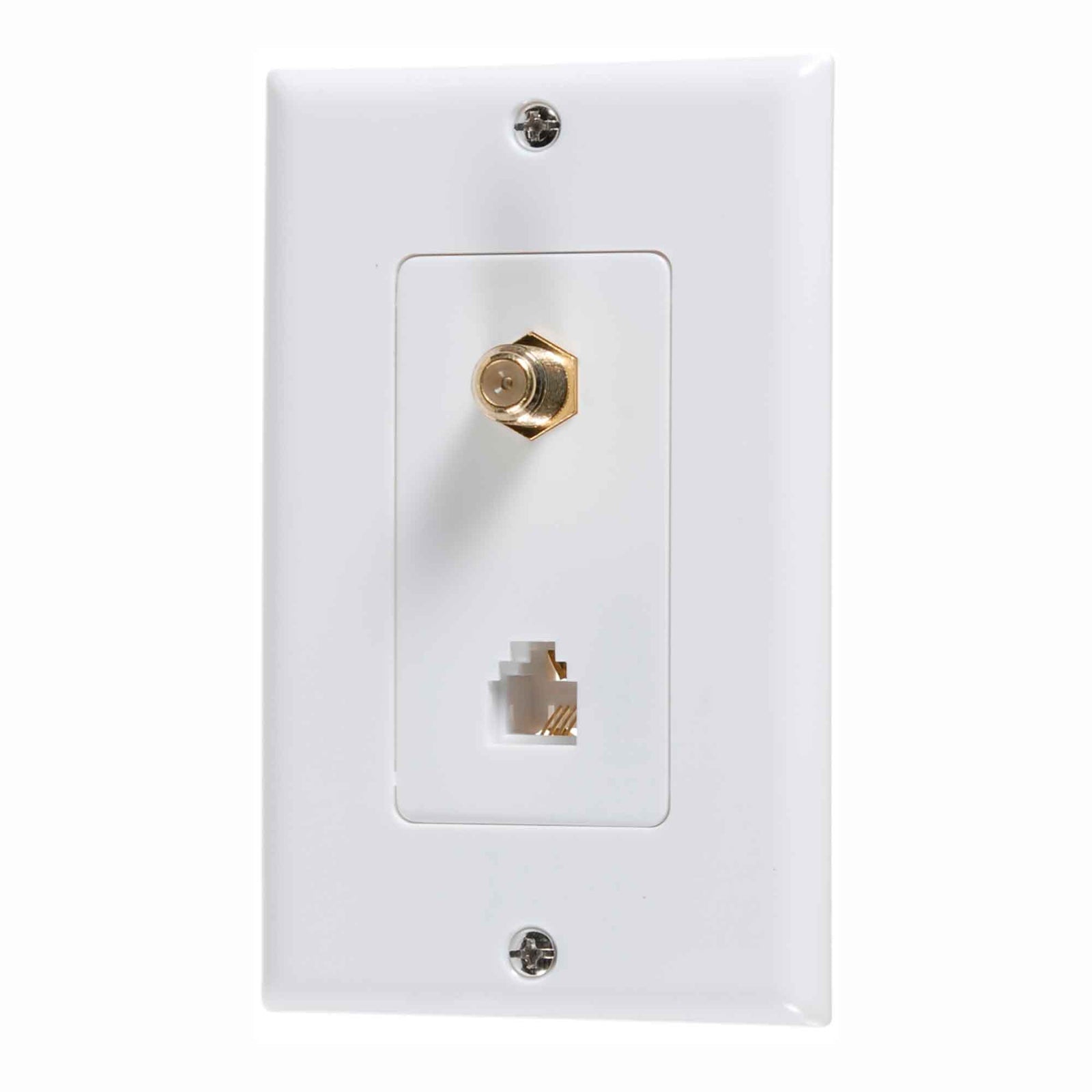 Plaque murale blanche pour téléphone/ coaxial RCA