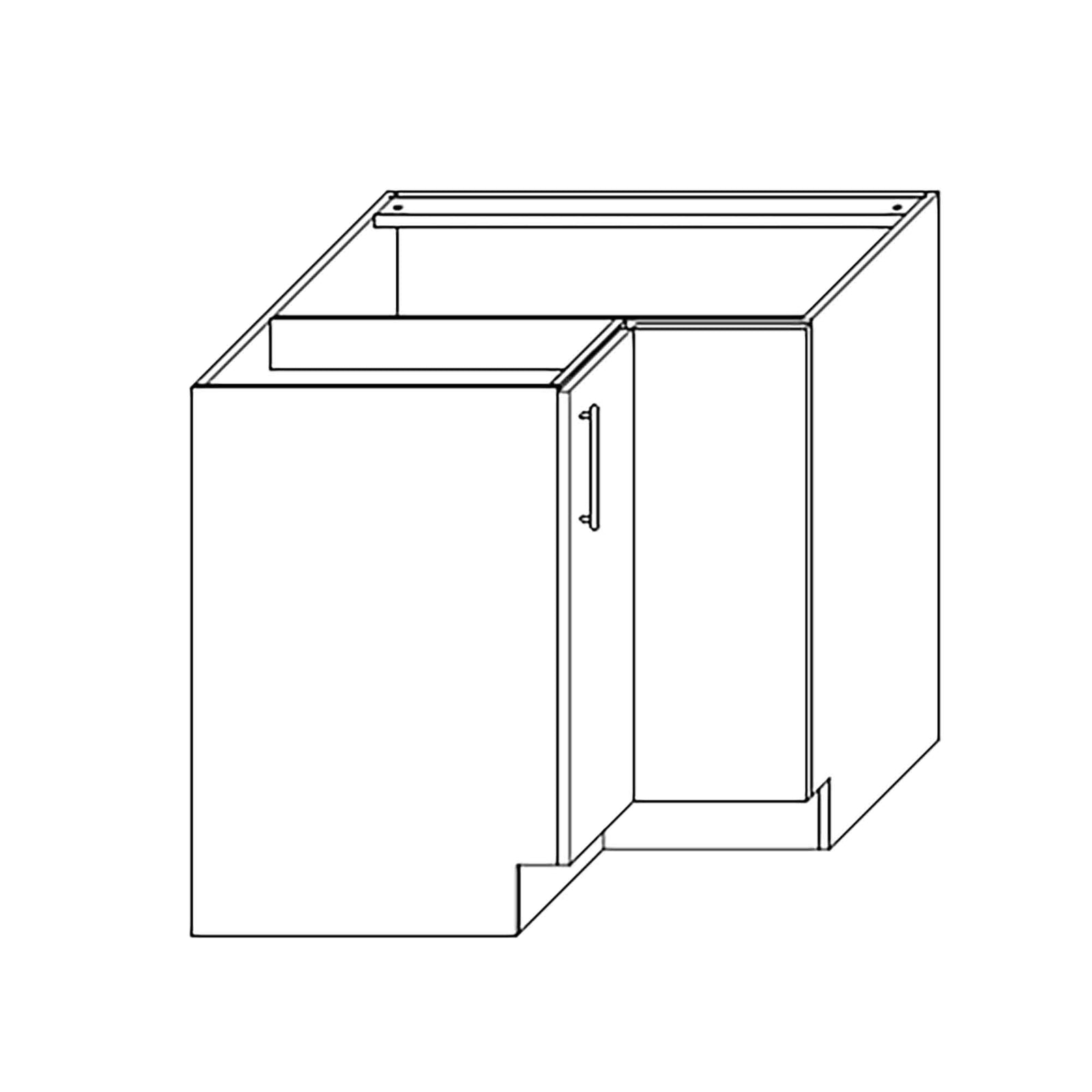 Caisson de coin bas d'armoire 2 portes, 1 tablette, 36'', gris lustré