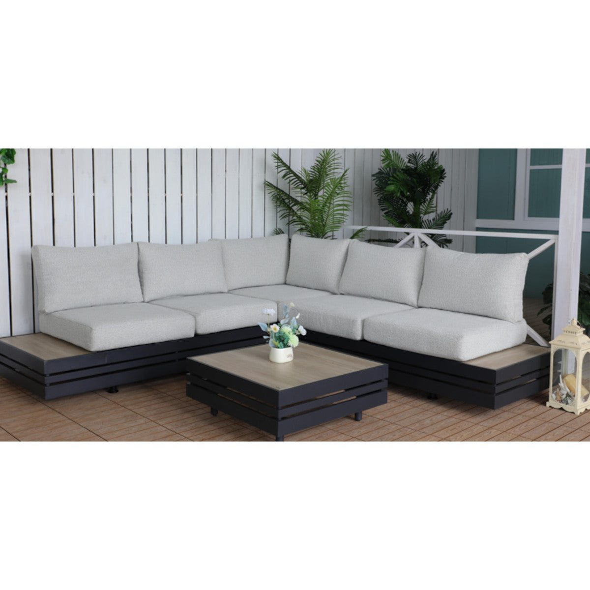 Ensemble patio, conversation, sectionnel en aluminium