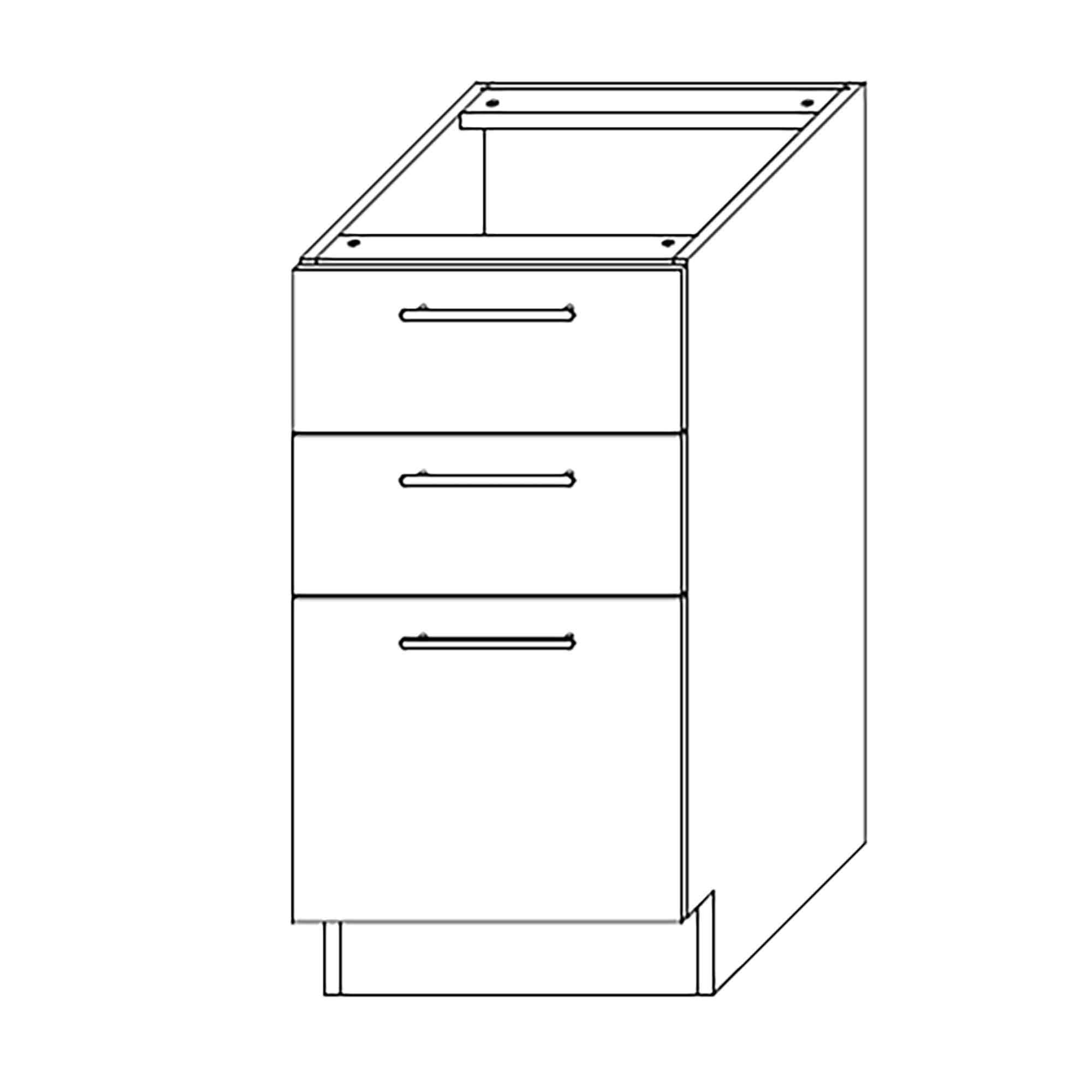 Caisson bas d'armoire 3 tiroirs, 24'', gris lustré
