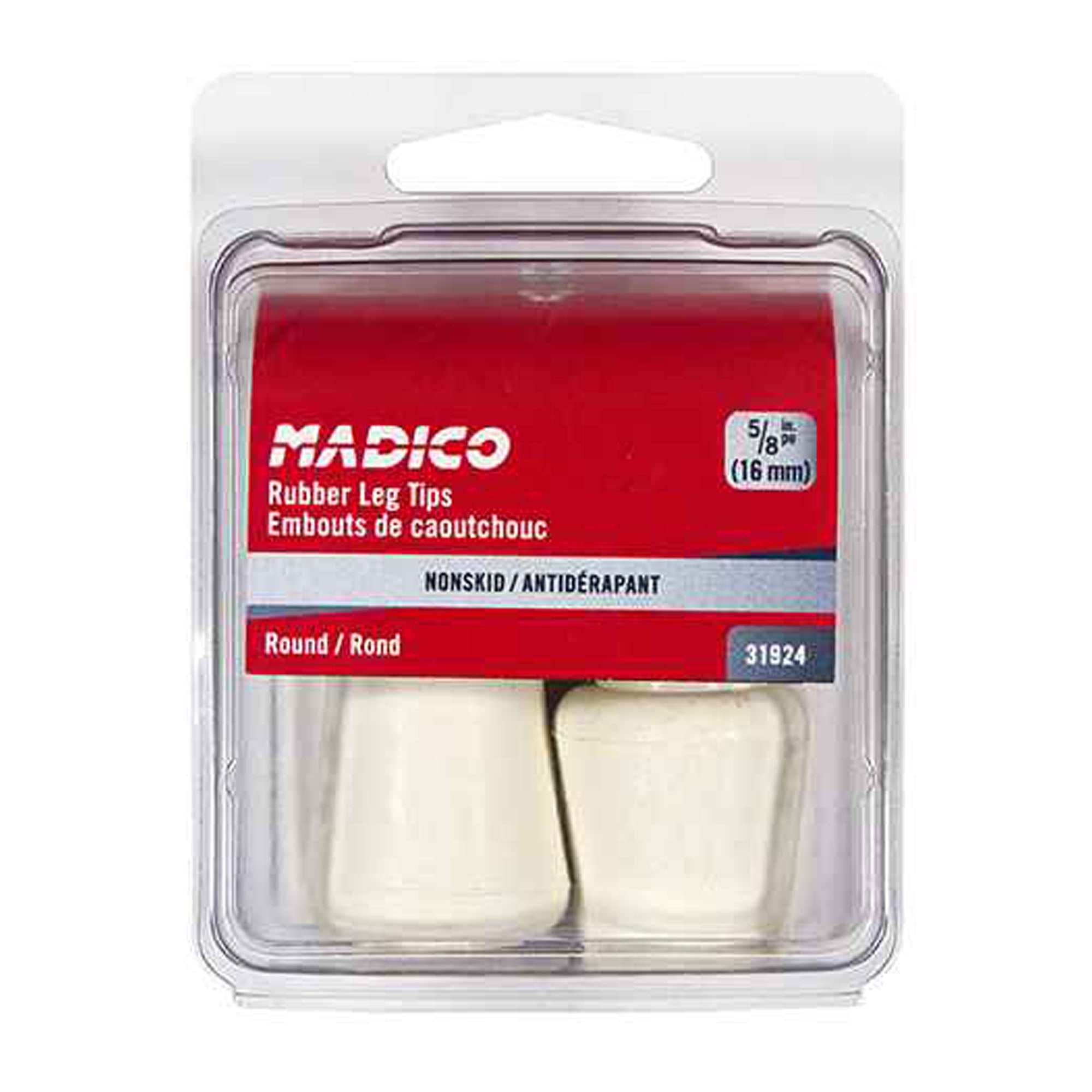 Embout de caoutchouc rond, blanc, 3/4'' (emballage de 4)