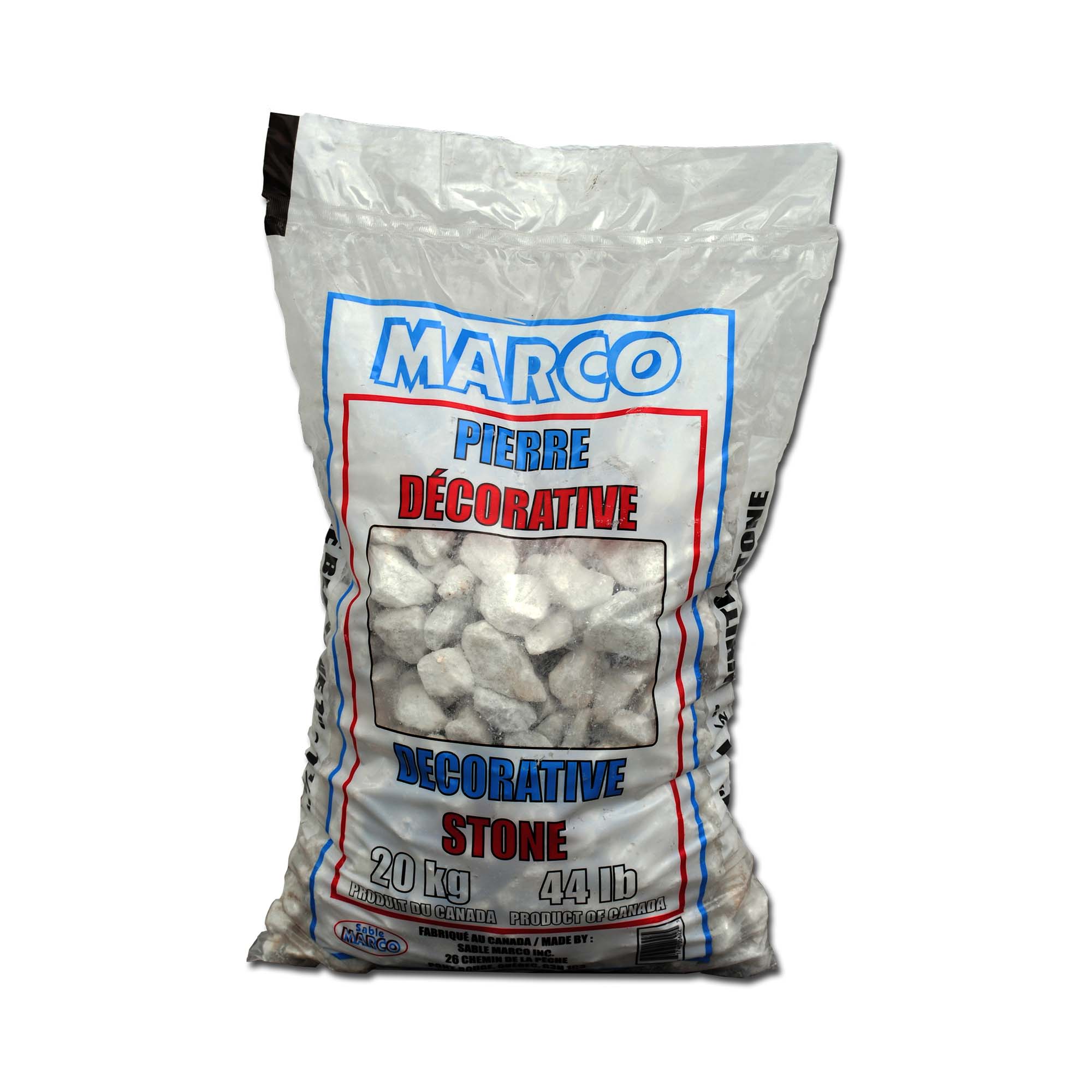 Pierre blanche décorative de 1/2" à 3/4", 20 kg