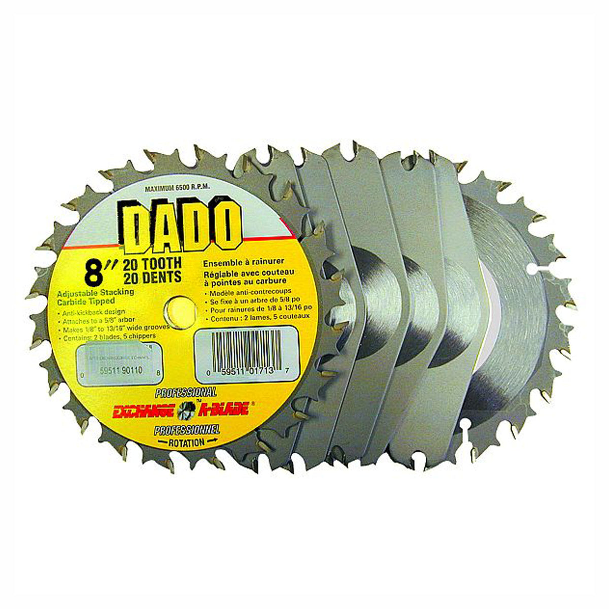 Lame de scie à rainurer, empilable, industriel, 8'' x 20 dents