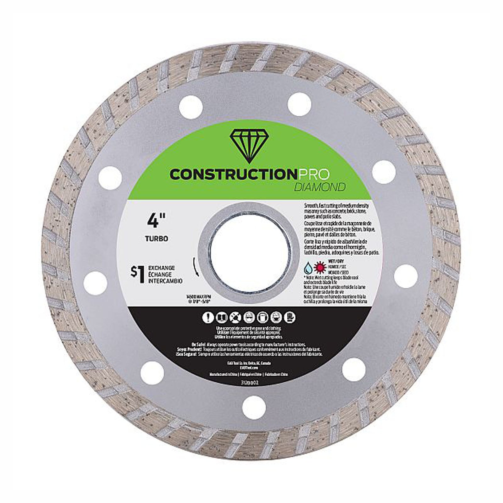 Lame de scie au diamant turbo pour béton, construction pro, 4''