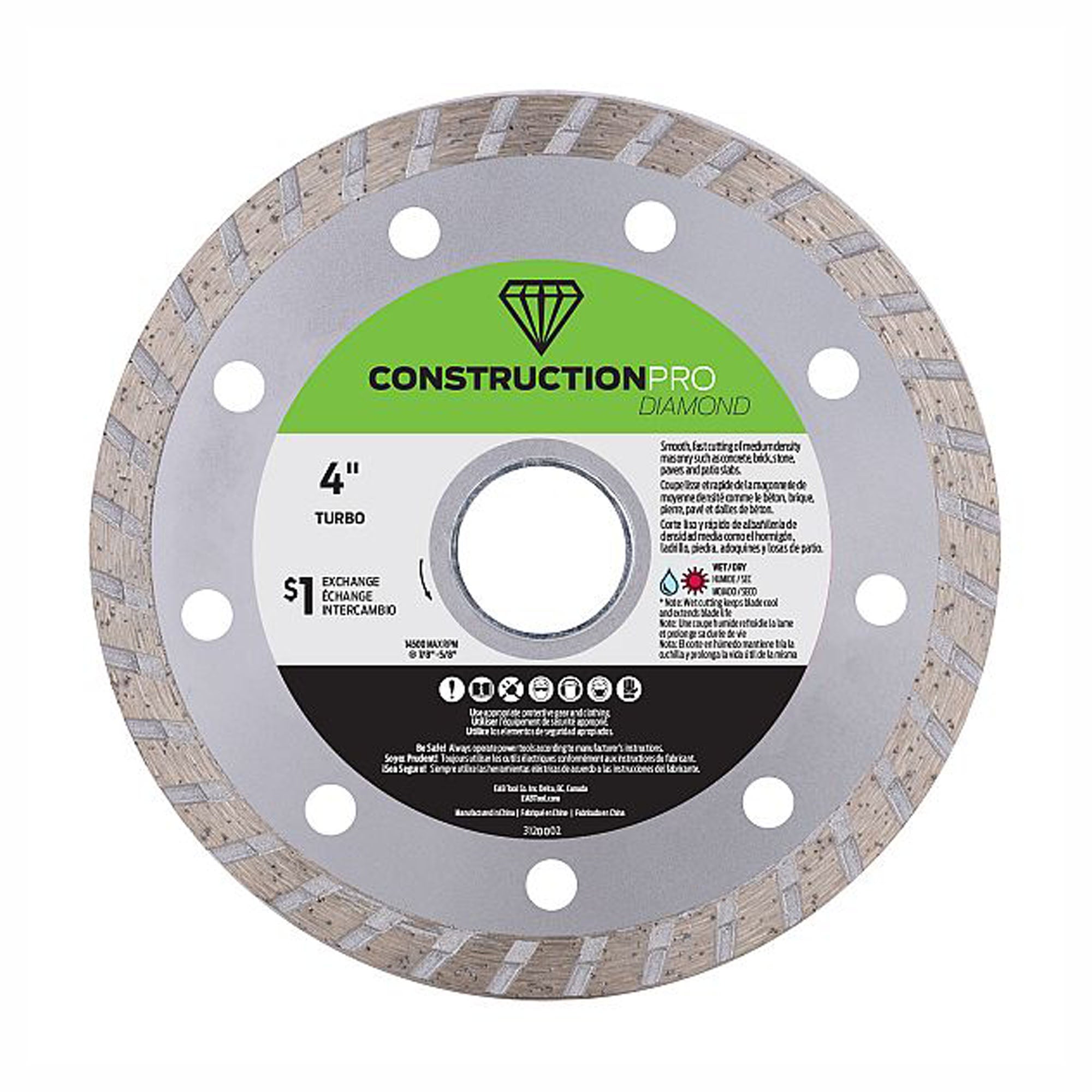 Lame de scie au diamant turbo pour béton, construction pro, 4''