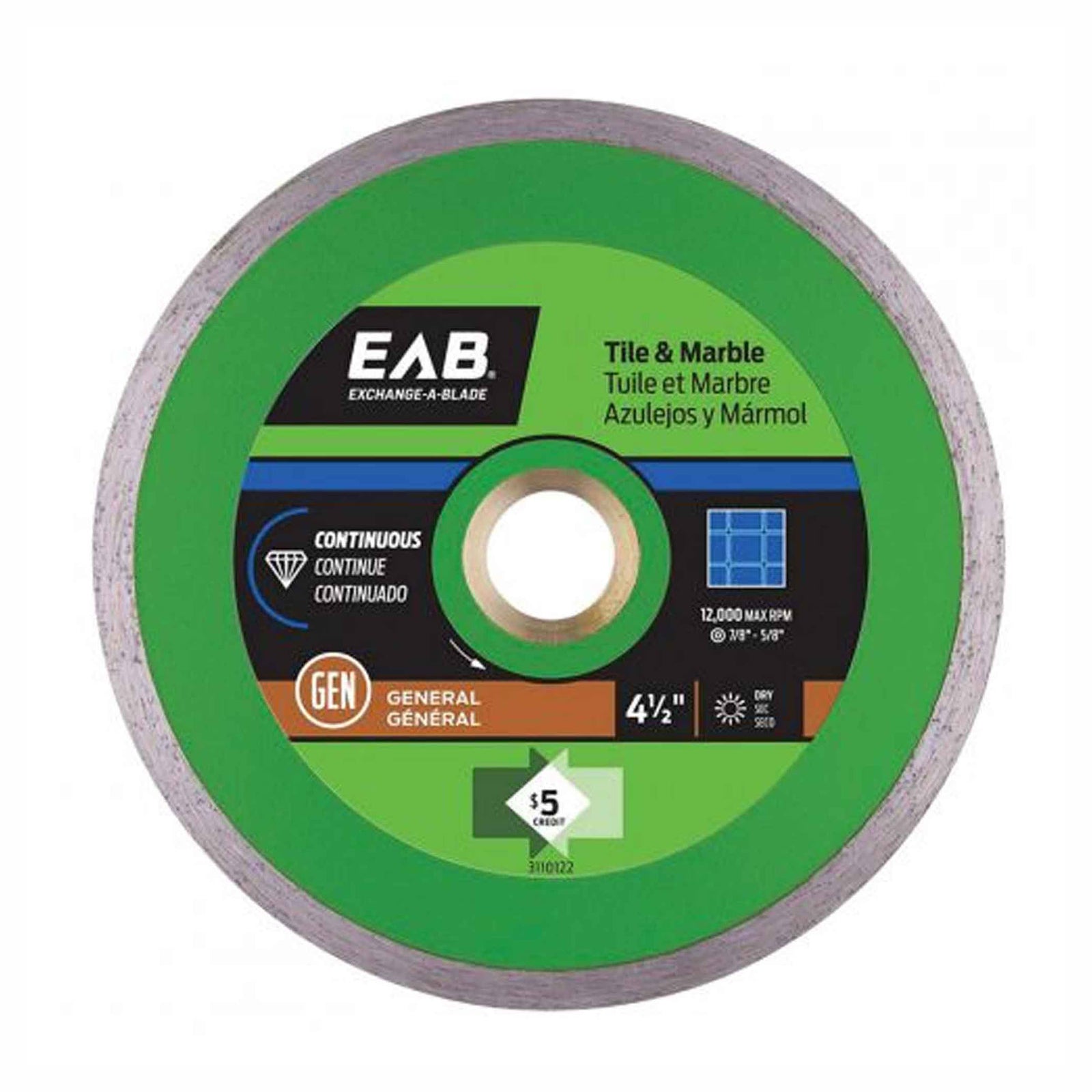 Lame diamantée continue pour porcelaine 4-1/2'' série bronze