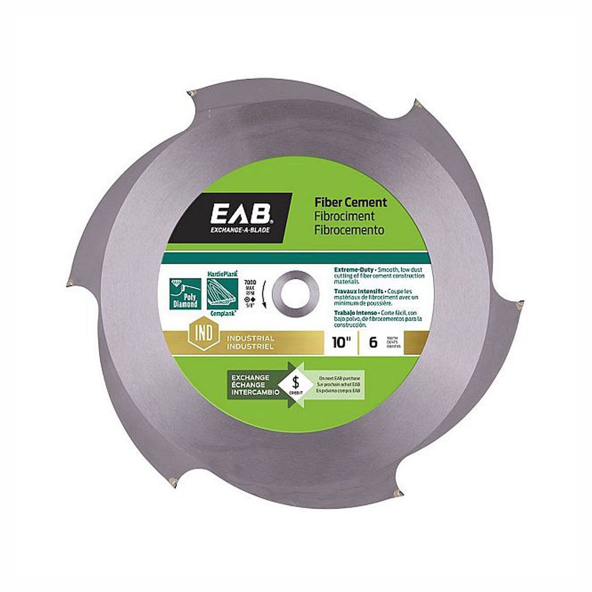 Lane de scie, industriel pour fibrociment, 10'' x 6 dents