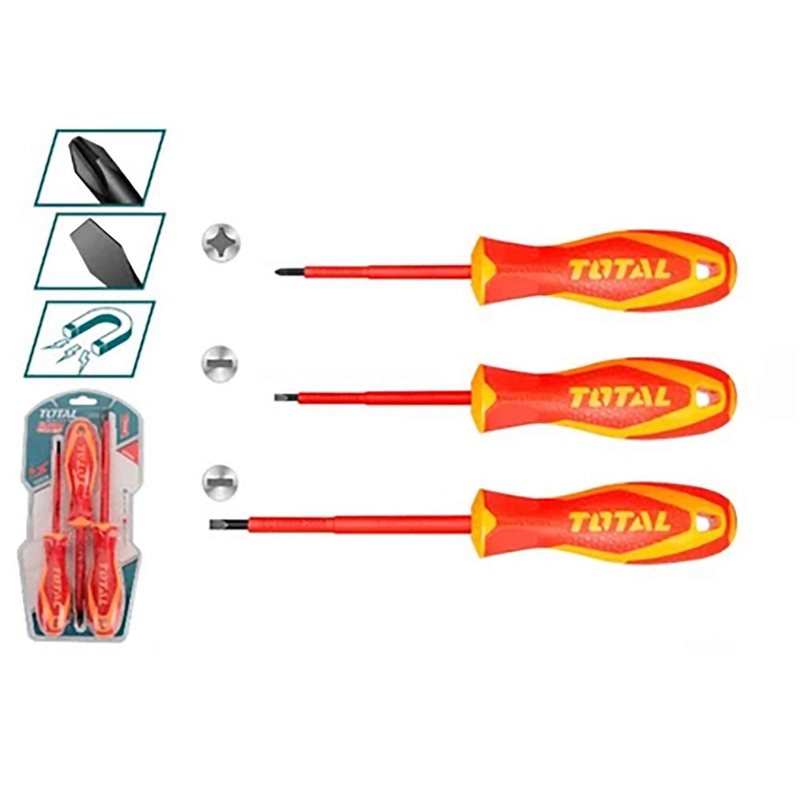 Ensemble de 3 tournevis isolés pour électricien