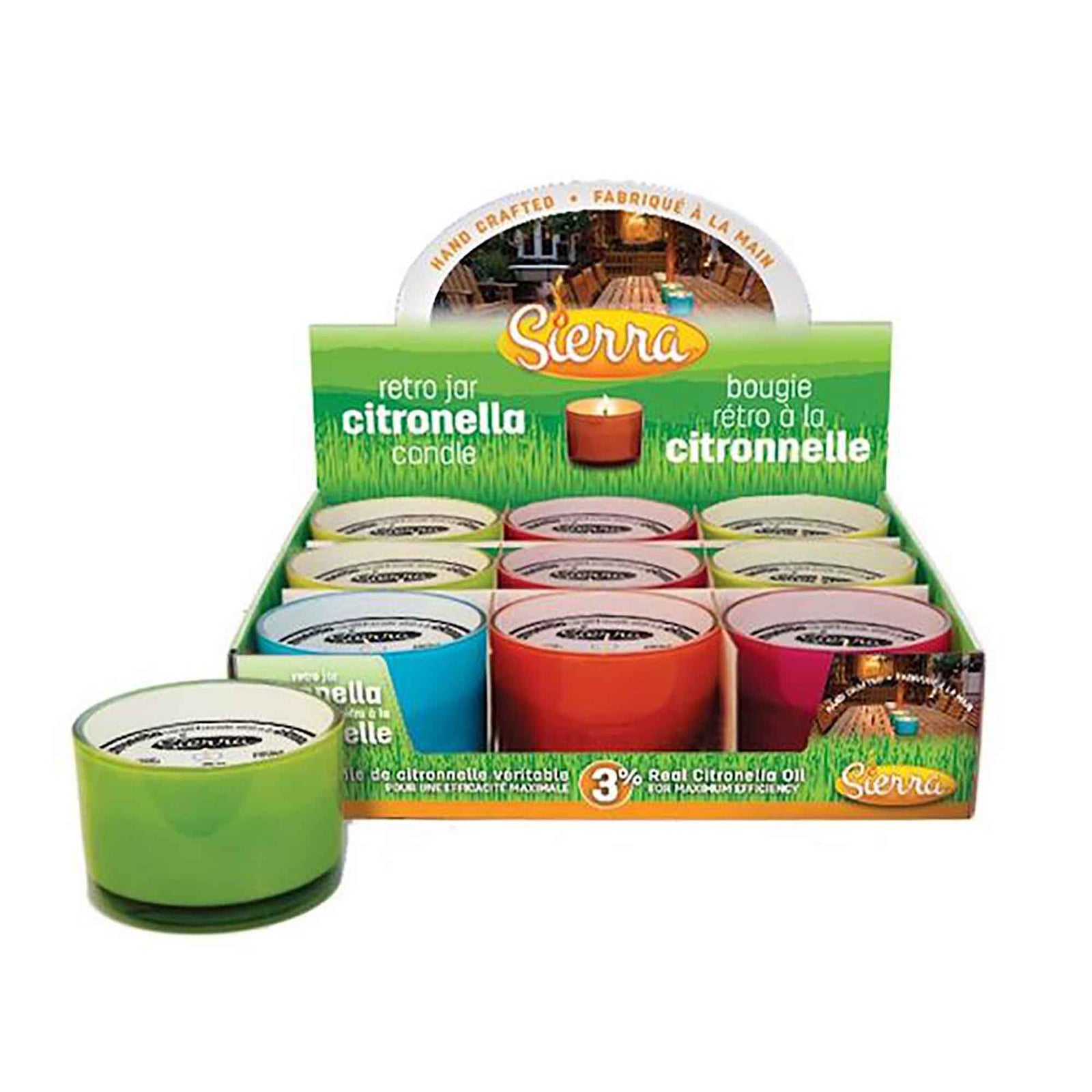 Bougies à la citronnelle en pot rétro, choix de couleurs