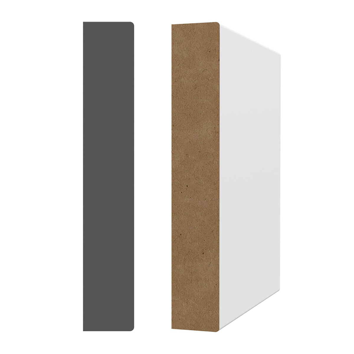 Moulure rectangulaire en MDF avec apprêt blanc, 3/4&quot; x 4-1/2&quot; x 8&#39; 