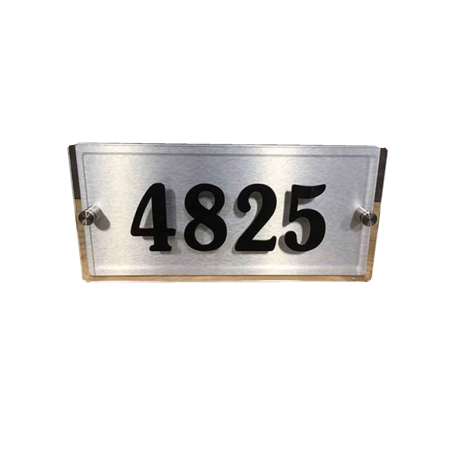 Plaque d'adresse Contemporaine Plexi clair et aluminium, 11'' x 6''