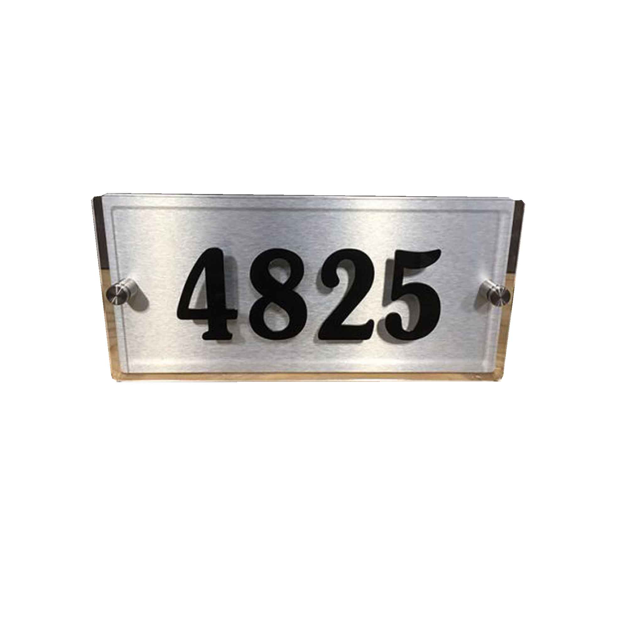 Plaque d'adresse Contemporaine Plexi clair et aluminium, 11'' x 6''