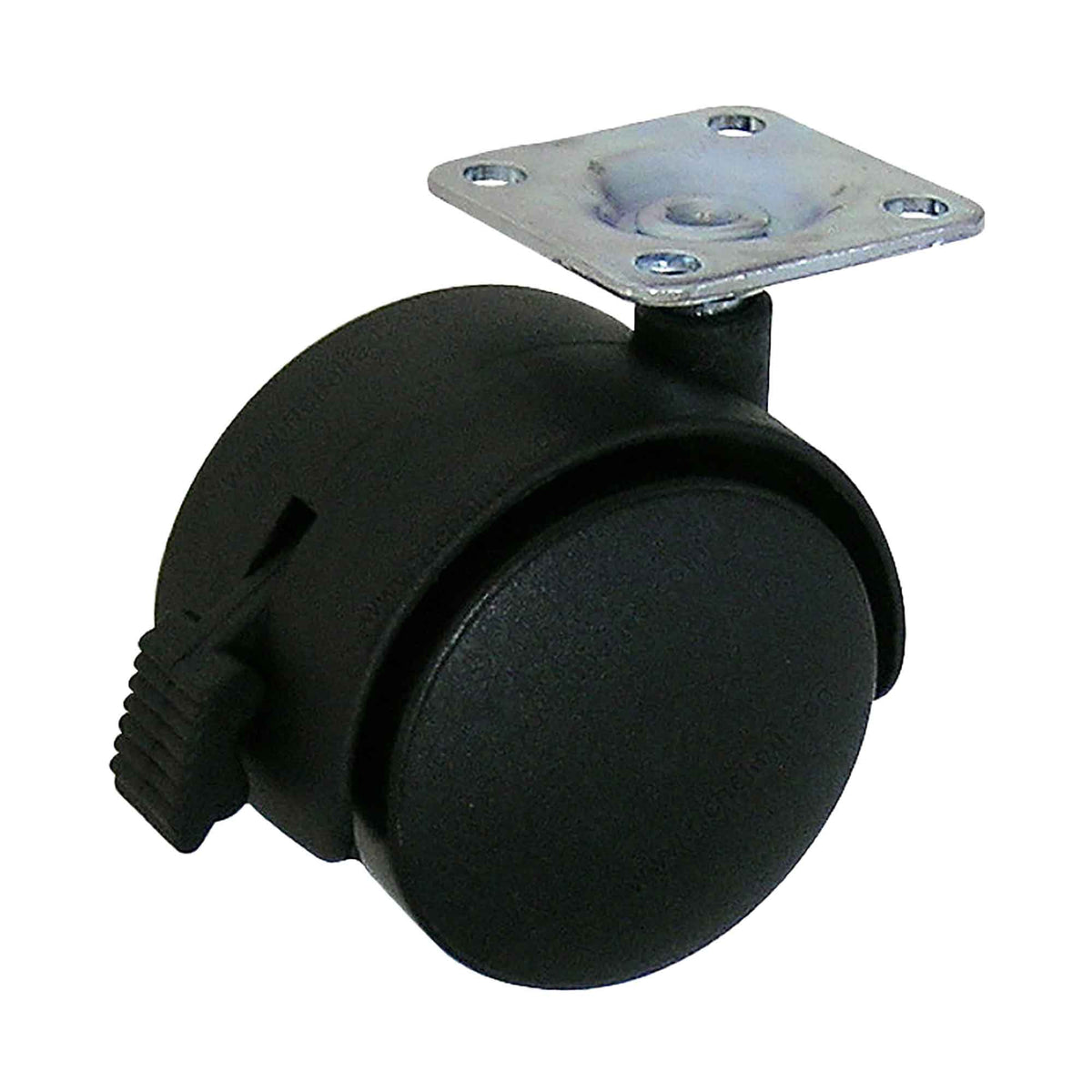 Roulette jumbo à plaque avec frein, noire, 2''