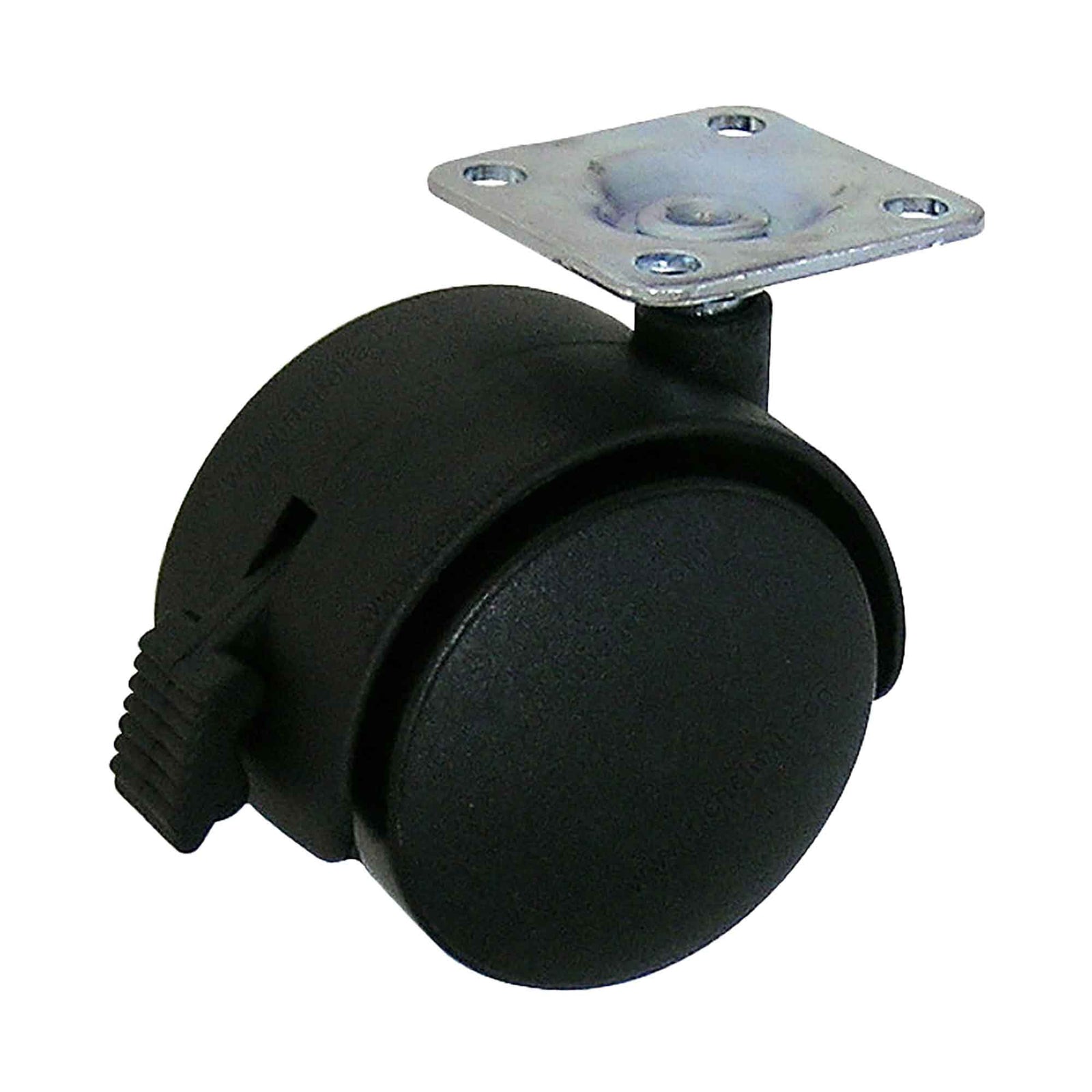 Roulette jumbo à plaque avec frein, noire, 2''