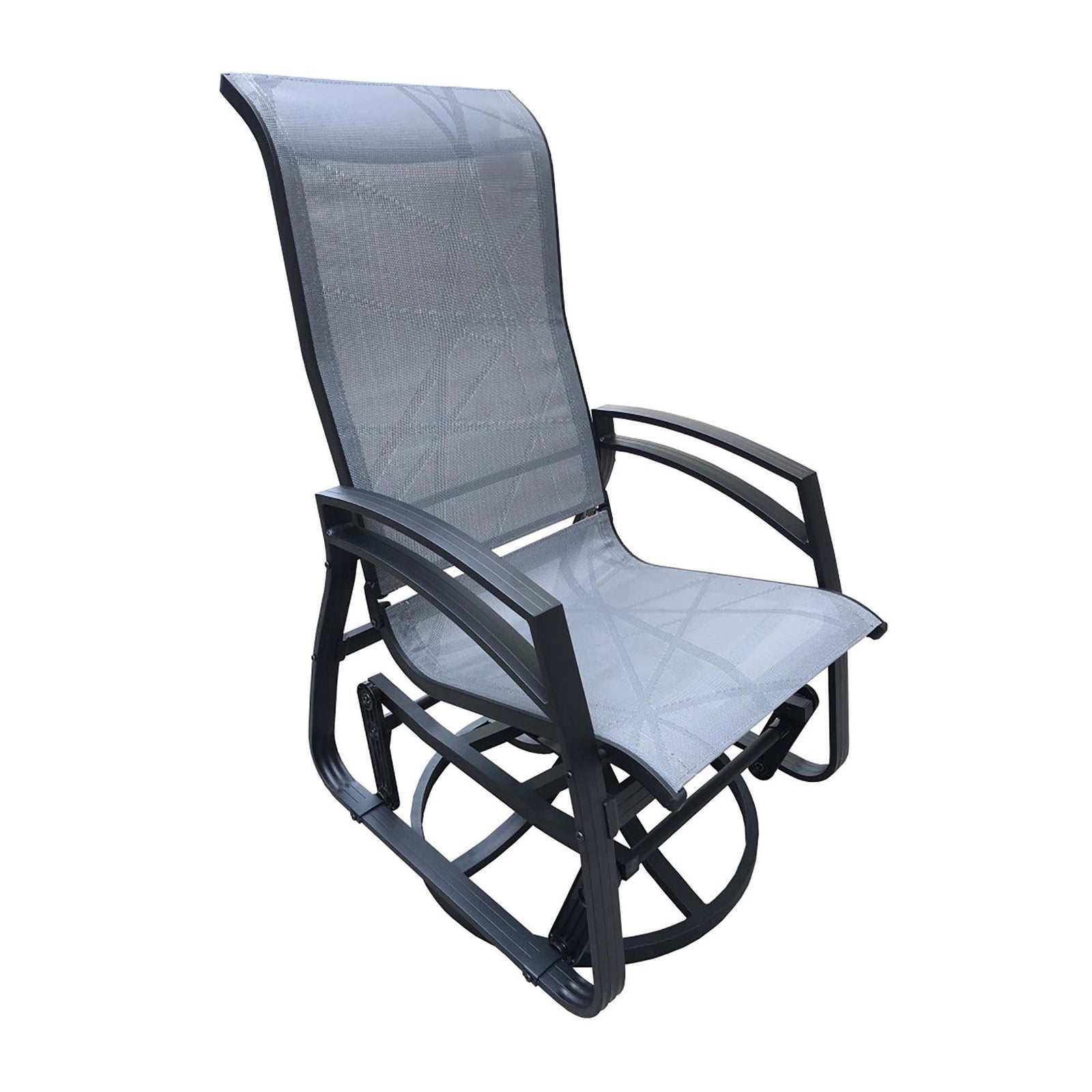 Chaise berçante en aluminium sur billes et pivotante Dallas Kansas, rotation sur 360° (gris)