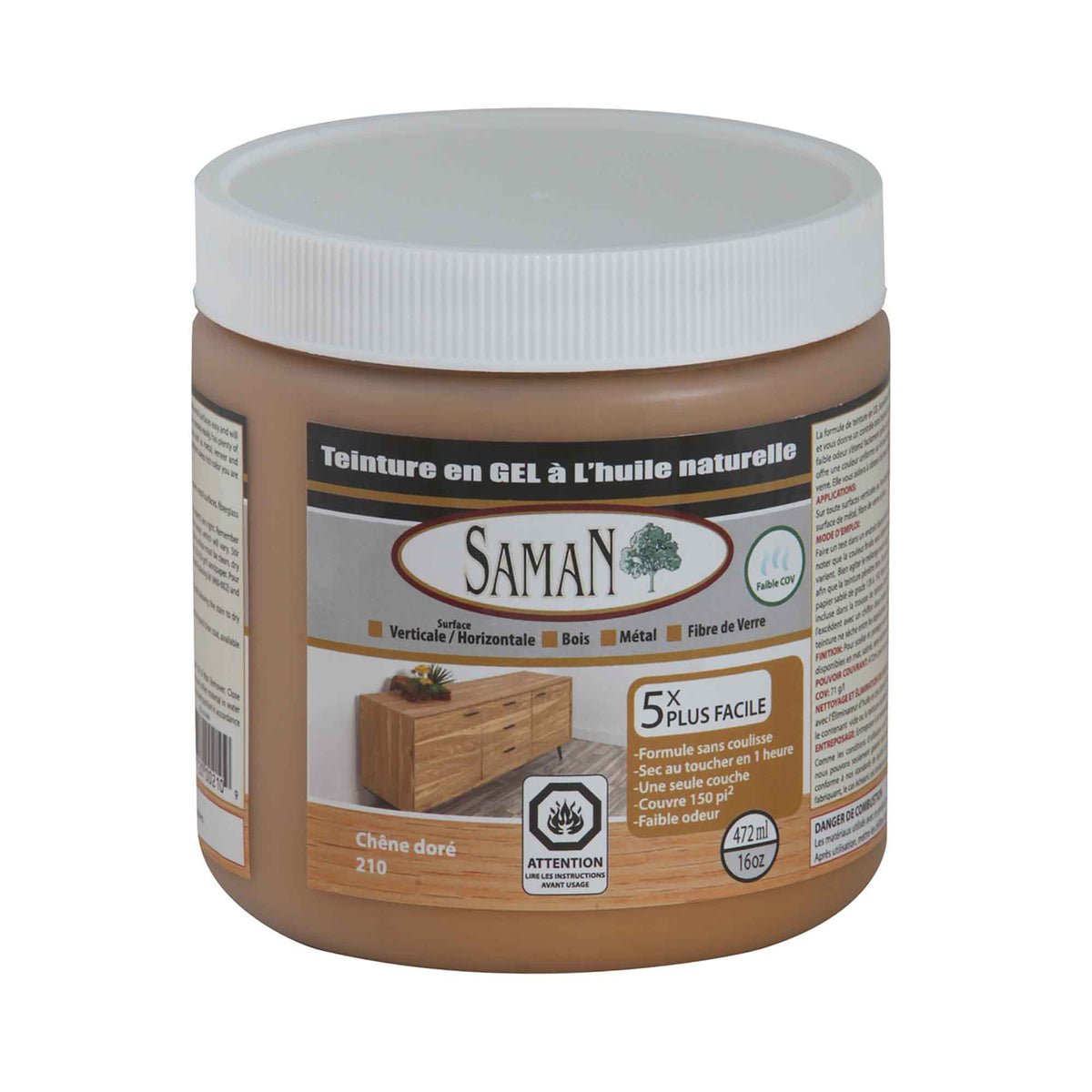 Teinture en gel à l&#39;huile naturelle Chêne doré, 472 ml           