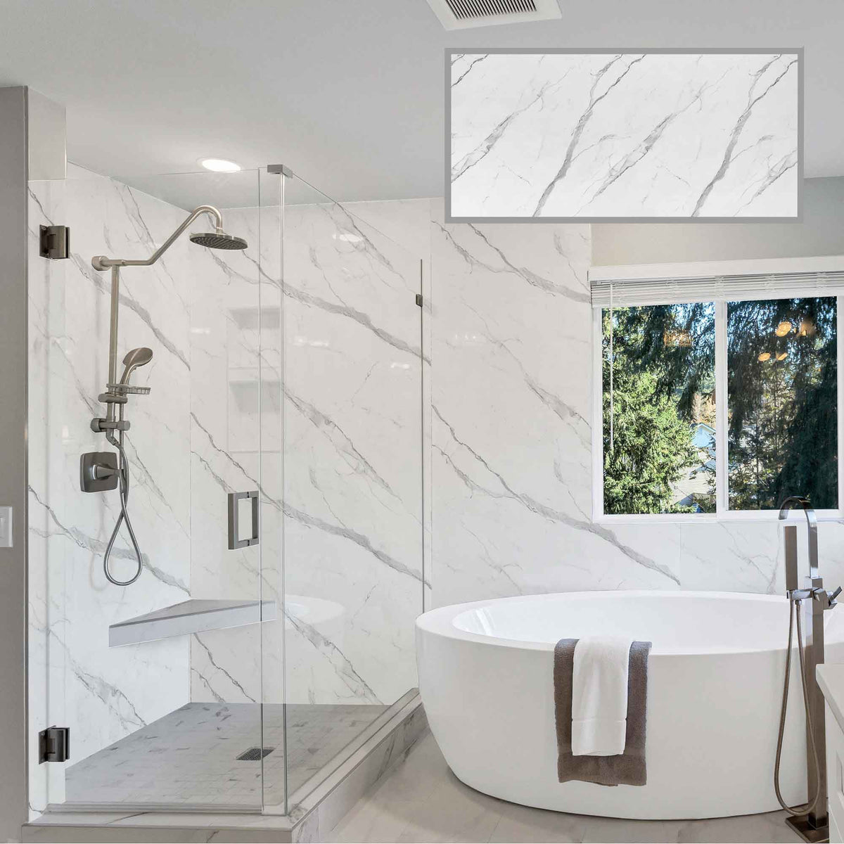 Panneau mural en WPC Calacatta Grigio, 48&quot; x 96&quot; x 5 mm