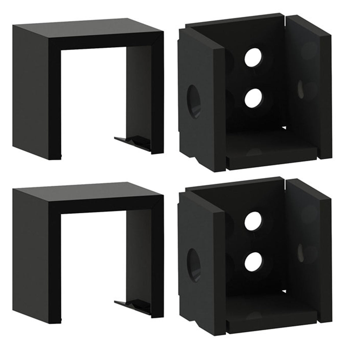 Support droit pour rampe, moderne, noir (emballage de 4)