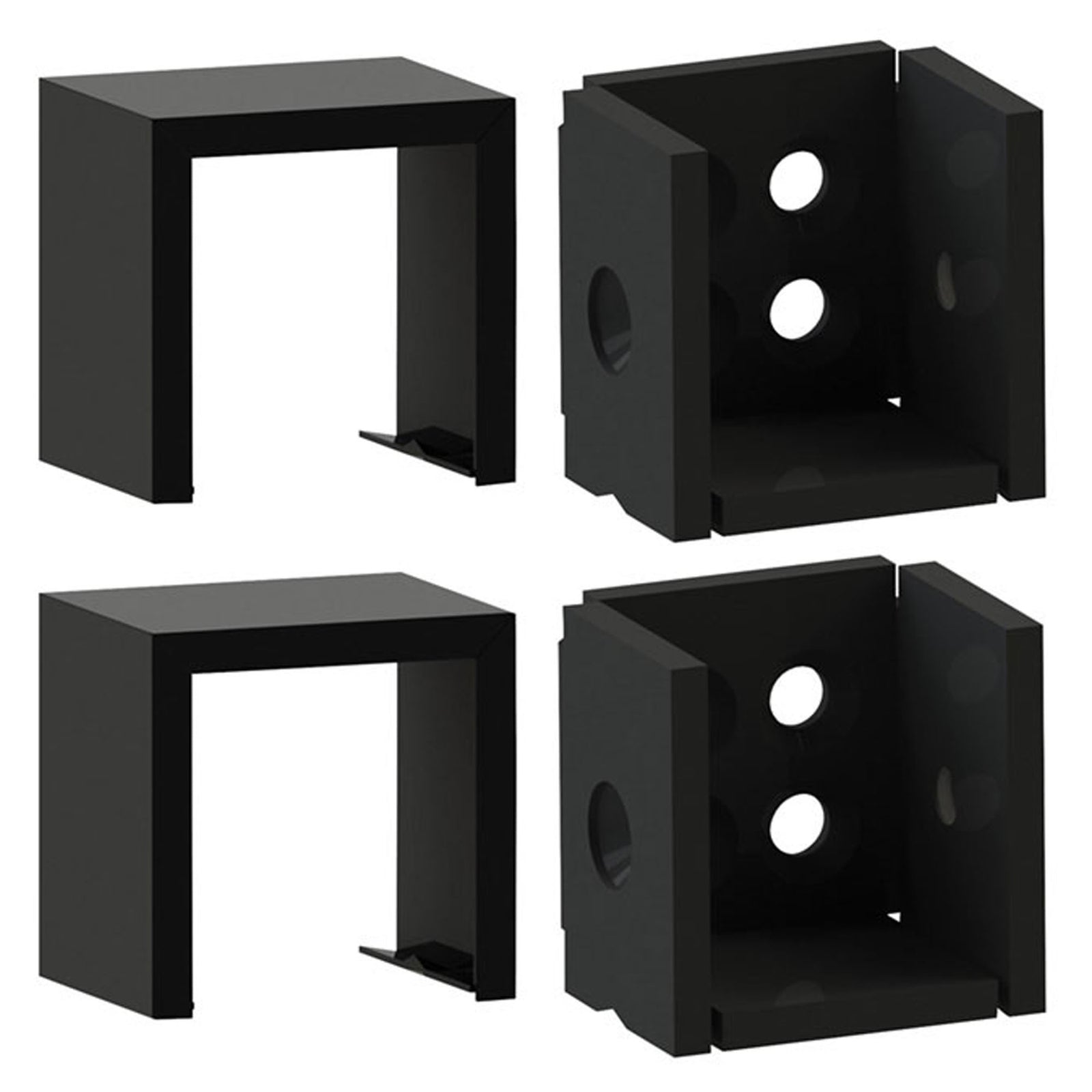 Support droit pour rampe, moderne, noir (emballage de 4)