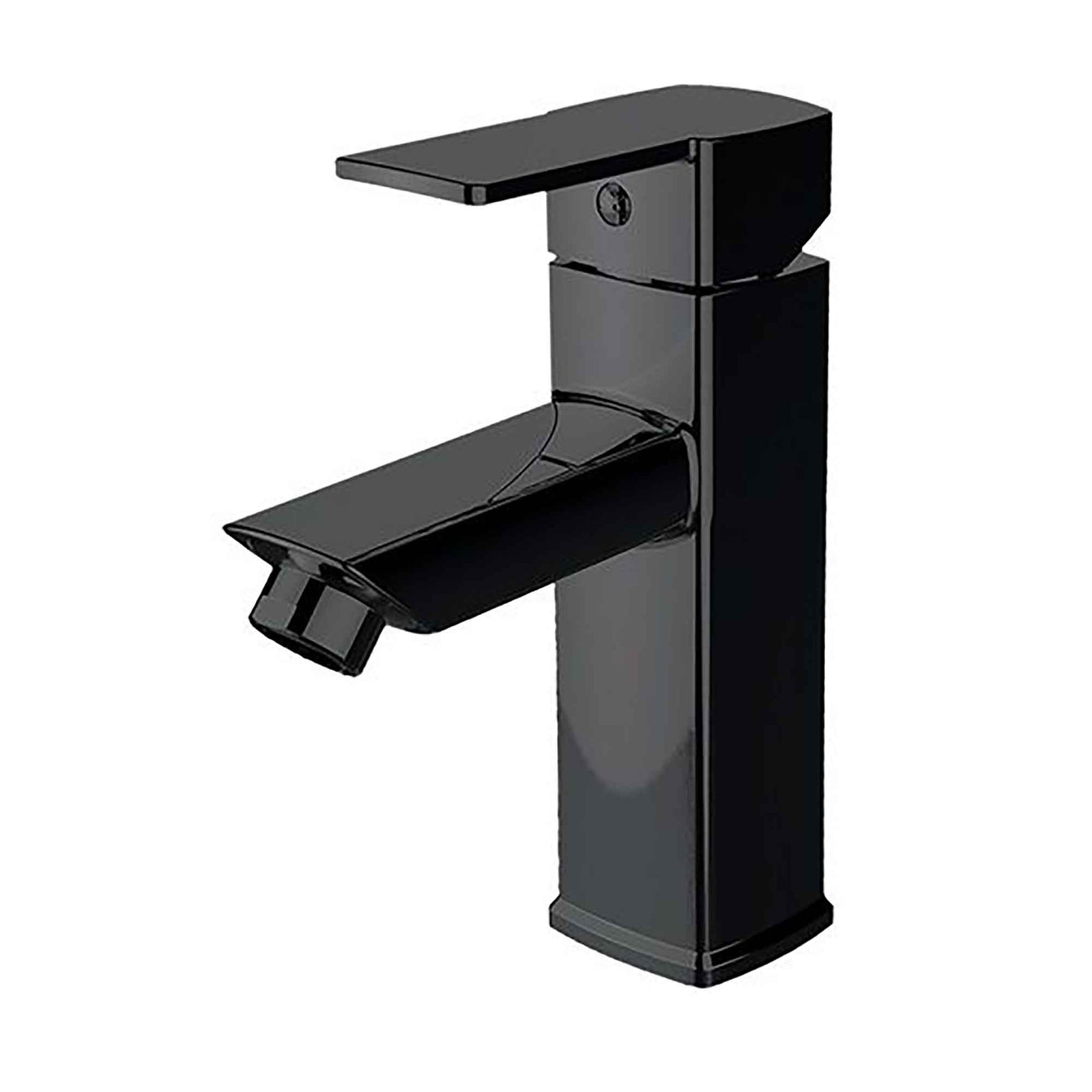 Robinet de lavabo, poignée carrée simple, noir mat
