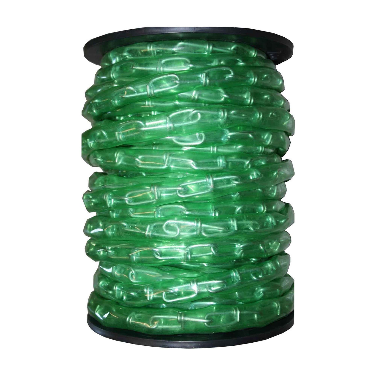 Chaîne à boucles doubles en acier plaqué zinc recouvert de vinyle vert, #1/0 x 100' (vendue au pied linéaire)