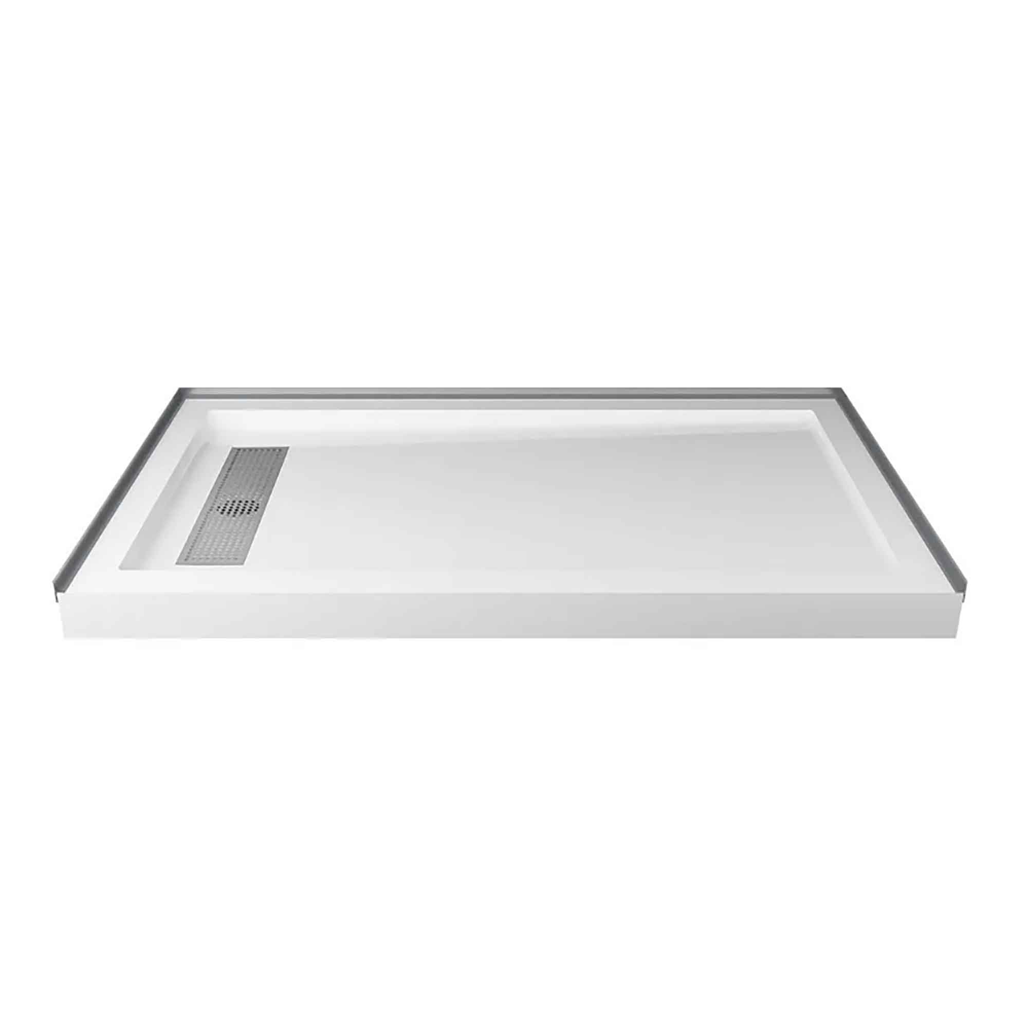 Base de douche drain linéaire, décentré, droit, 60'' x 36''