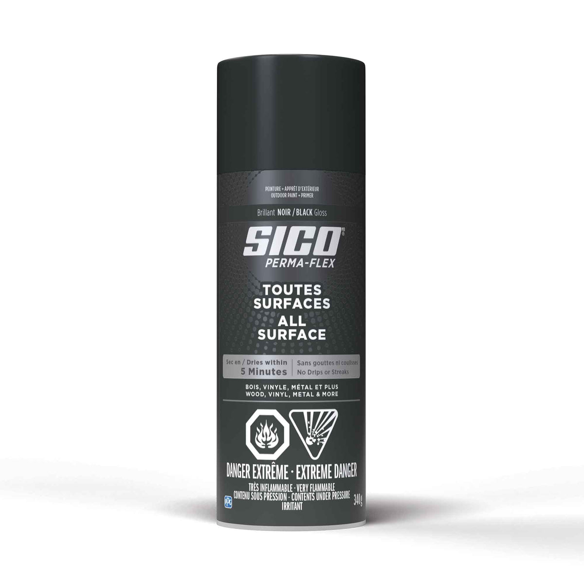 Peinture Aérosol Perma-flex, noir brillant, 340 ml