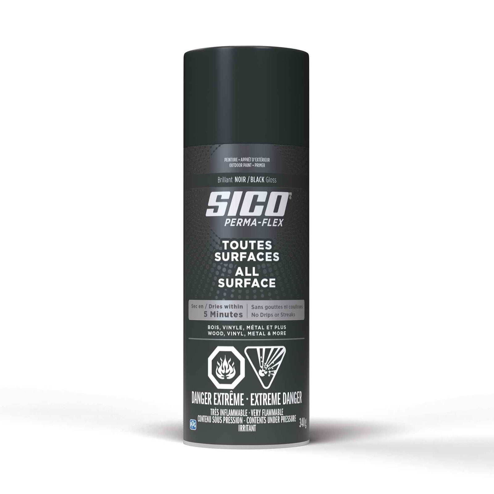 Peinture Aérosol Perma-flex, noir brillant, 340 ml