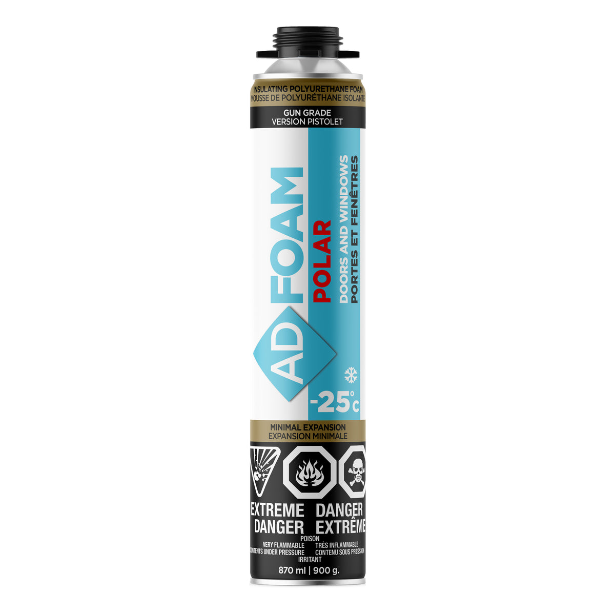 Mousse isolante de polyuréthane version pistolet -25°C, 870 ml