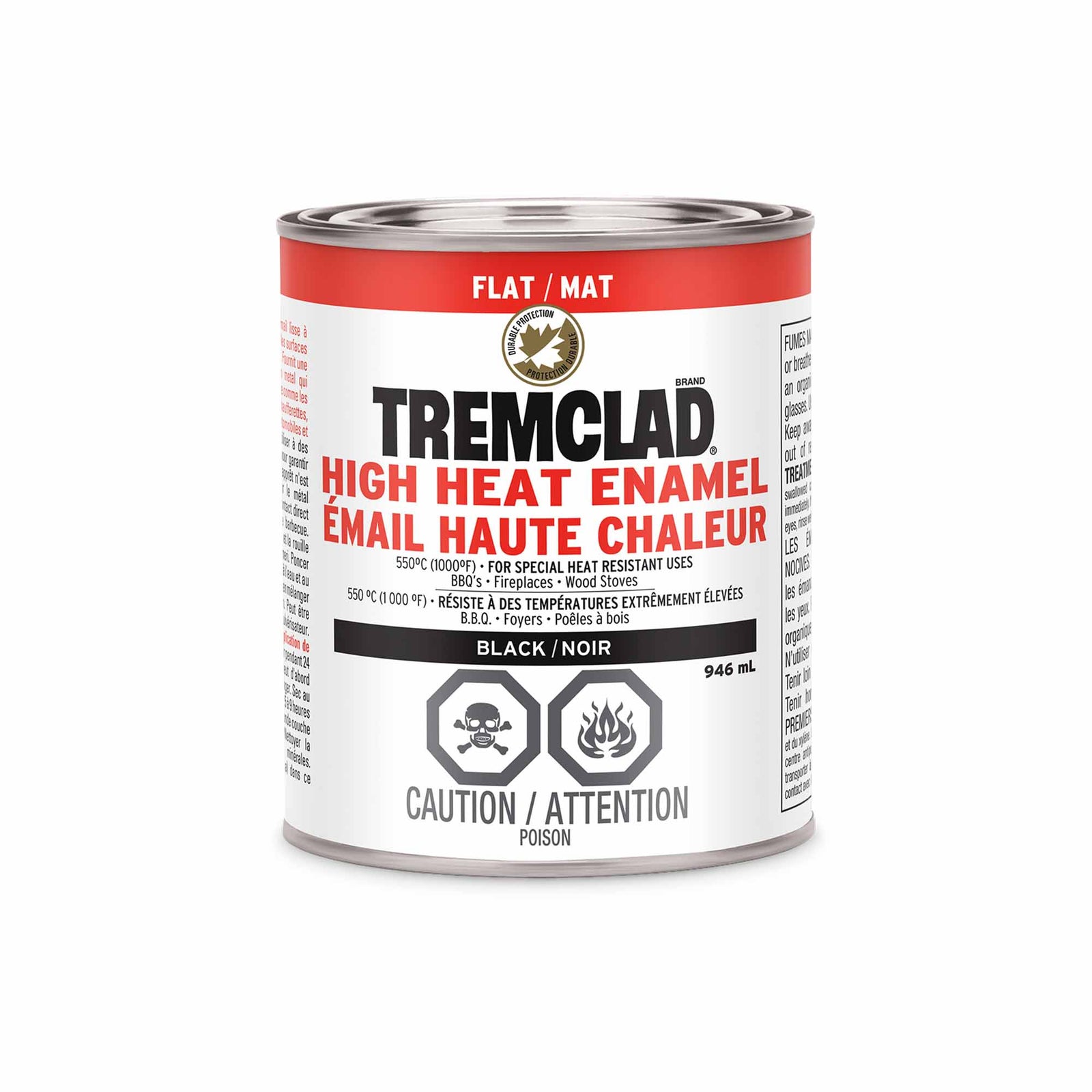 Émail haute chaleur noir mat, 946 ml