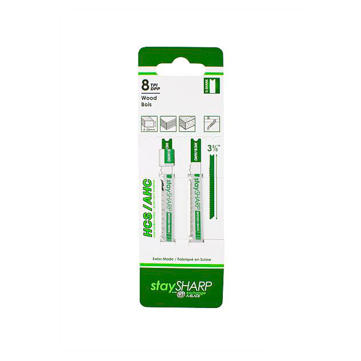 Lame de scie sauteuse, tige U, 3-5/8&#39;&#39; x 8 dents (emballage de 2)