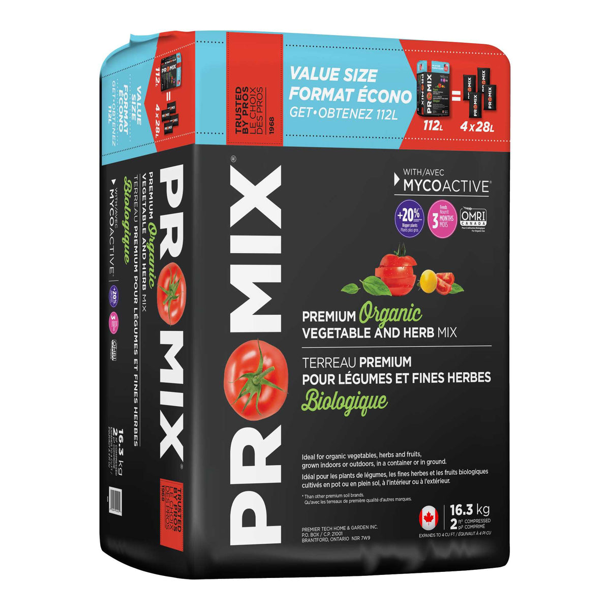 Terreau biologique pour légumes et fines herbes, 2 pi³