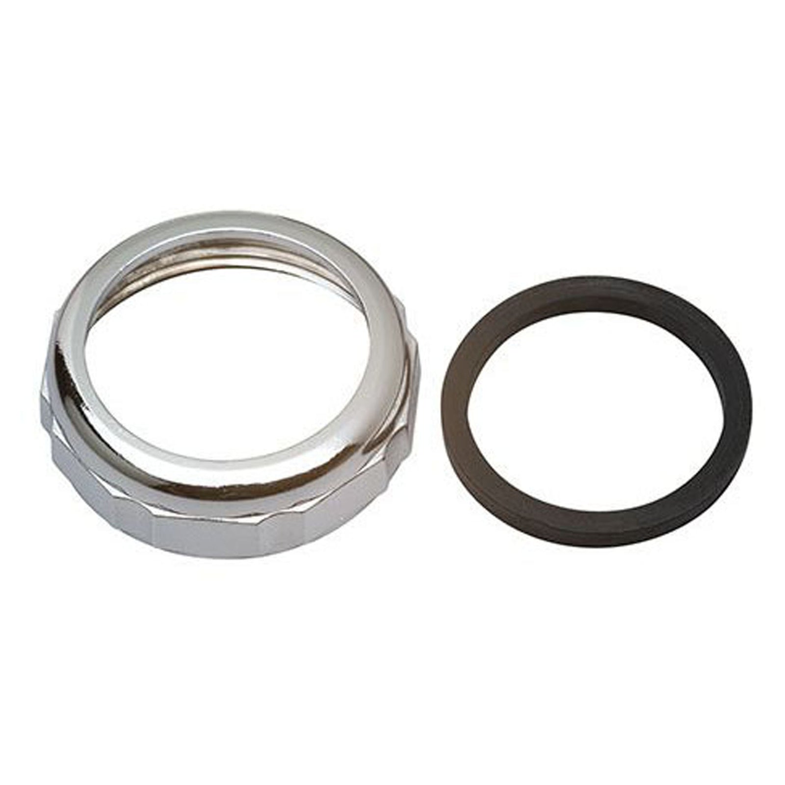 Ecrou et rondelle pour renvoie d'évier, couleur chrome, 1-1/4"