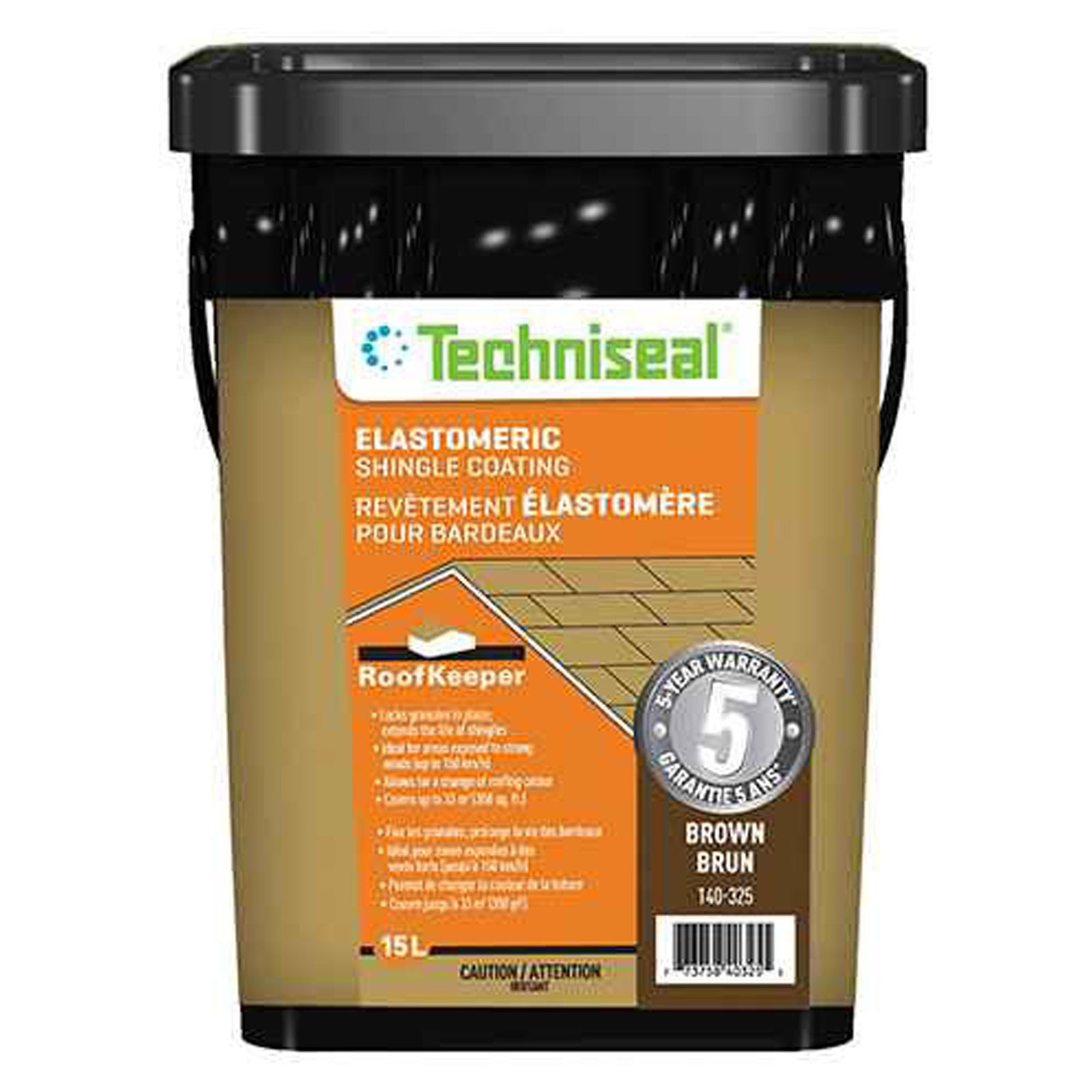 Revêtement élastomère, Roofkeeper, pour toiture, brun 15 litres
