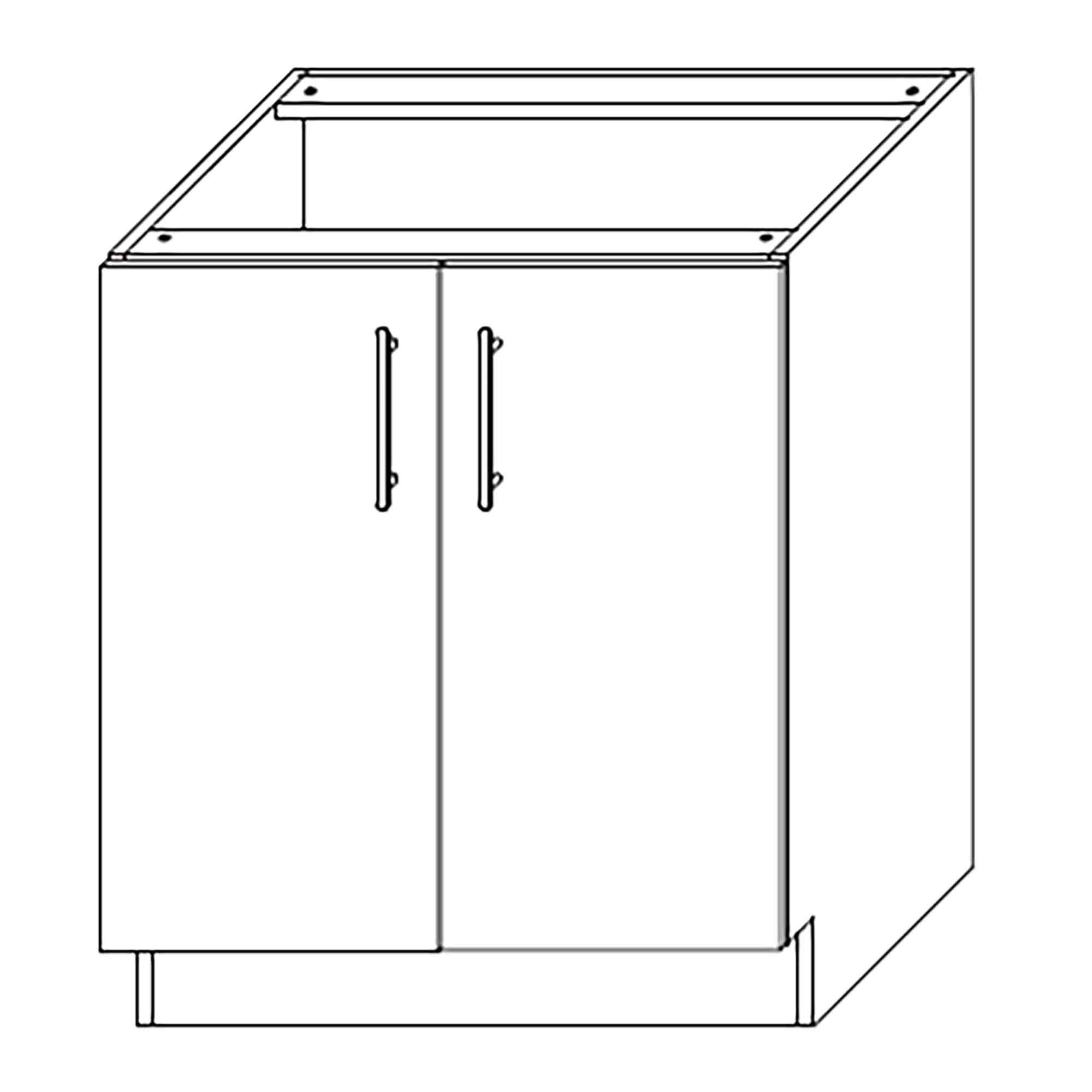 Caisson bas d'armoire 2 portes, 1 tablette, 30'', gris lustré