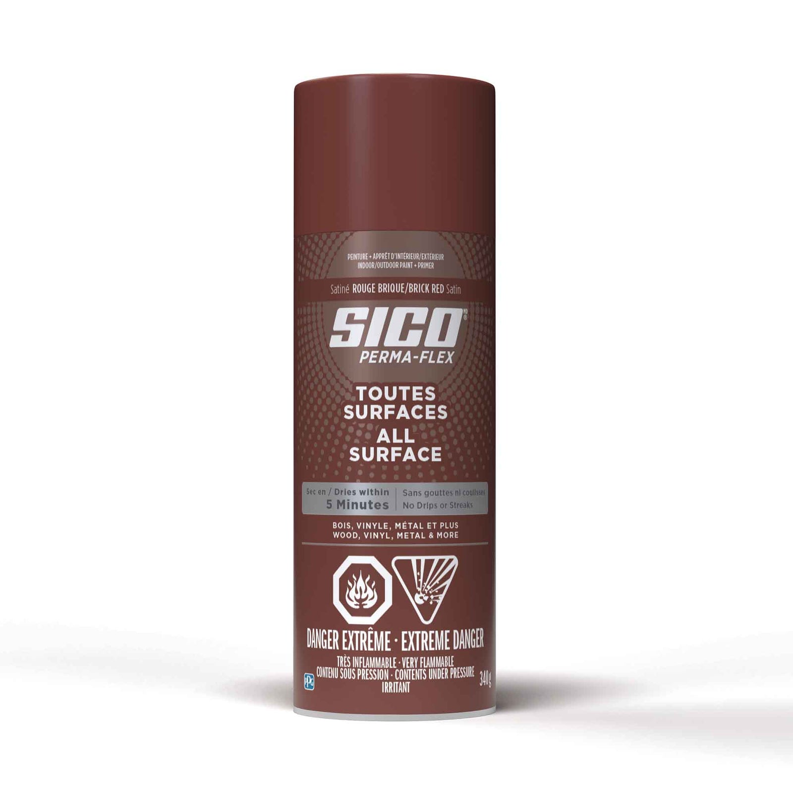 Peinture Aérosol Perma-flex, rouge brique satiné, 340 ml