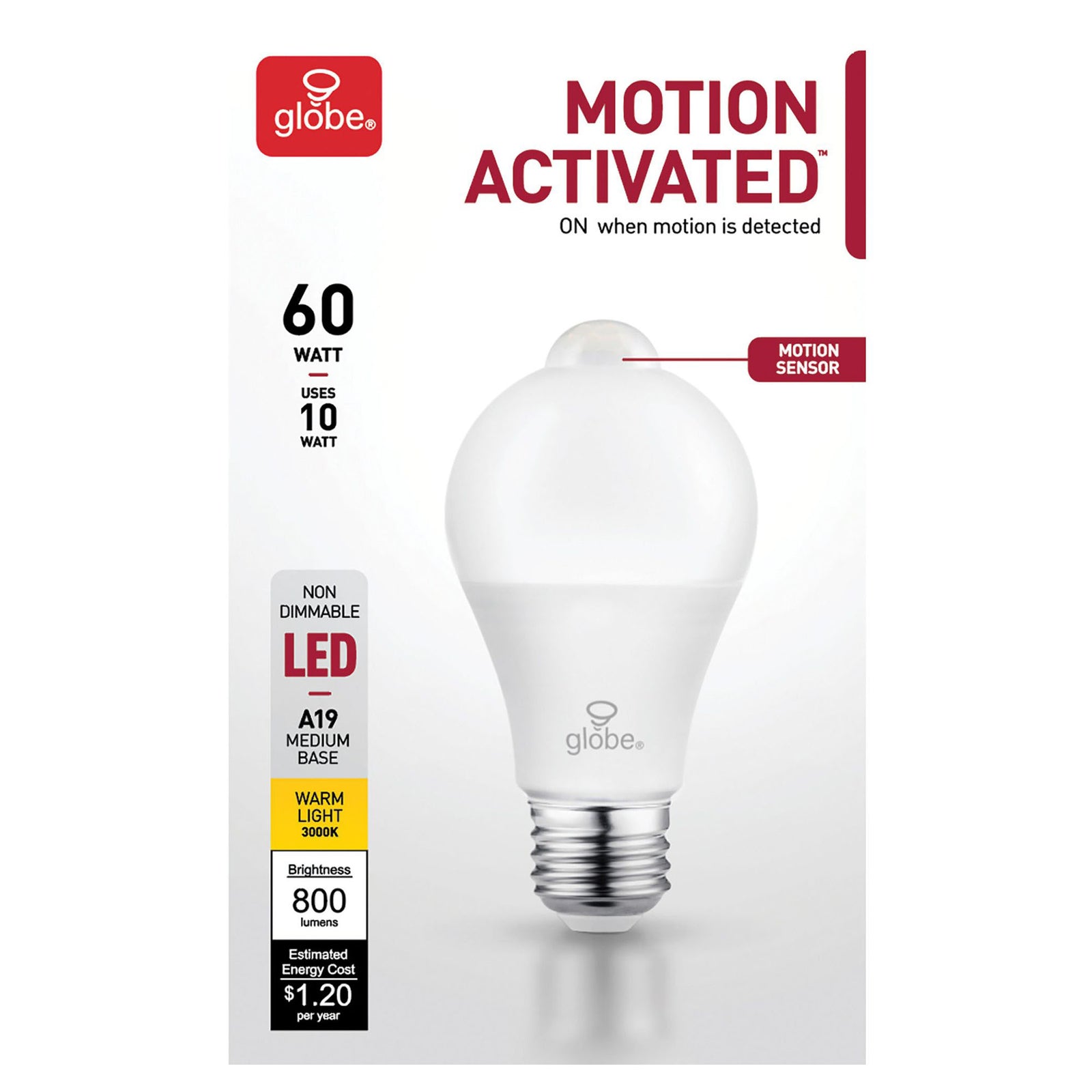 Ampoule DEL A19, avec détecteur de mouvement, 60 watts