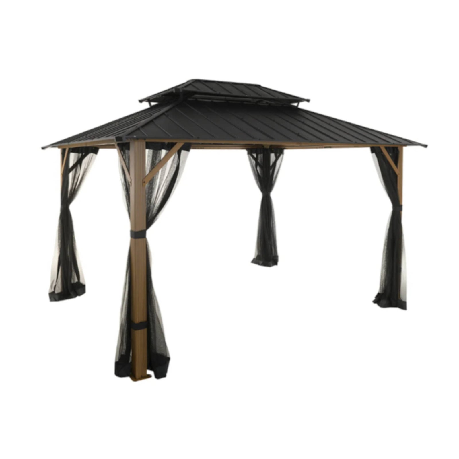 Gazebo London Park en aluminium et galvalum, 10' x 10', moustiquaires inclus