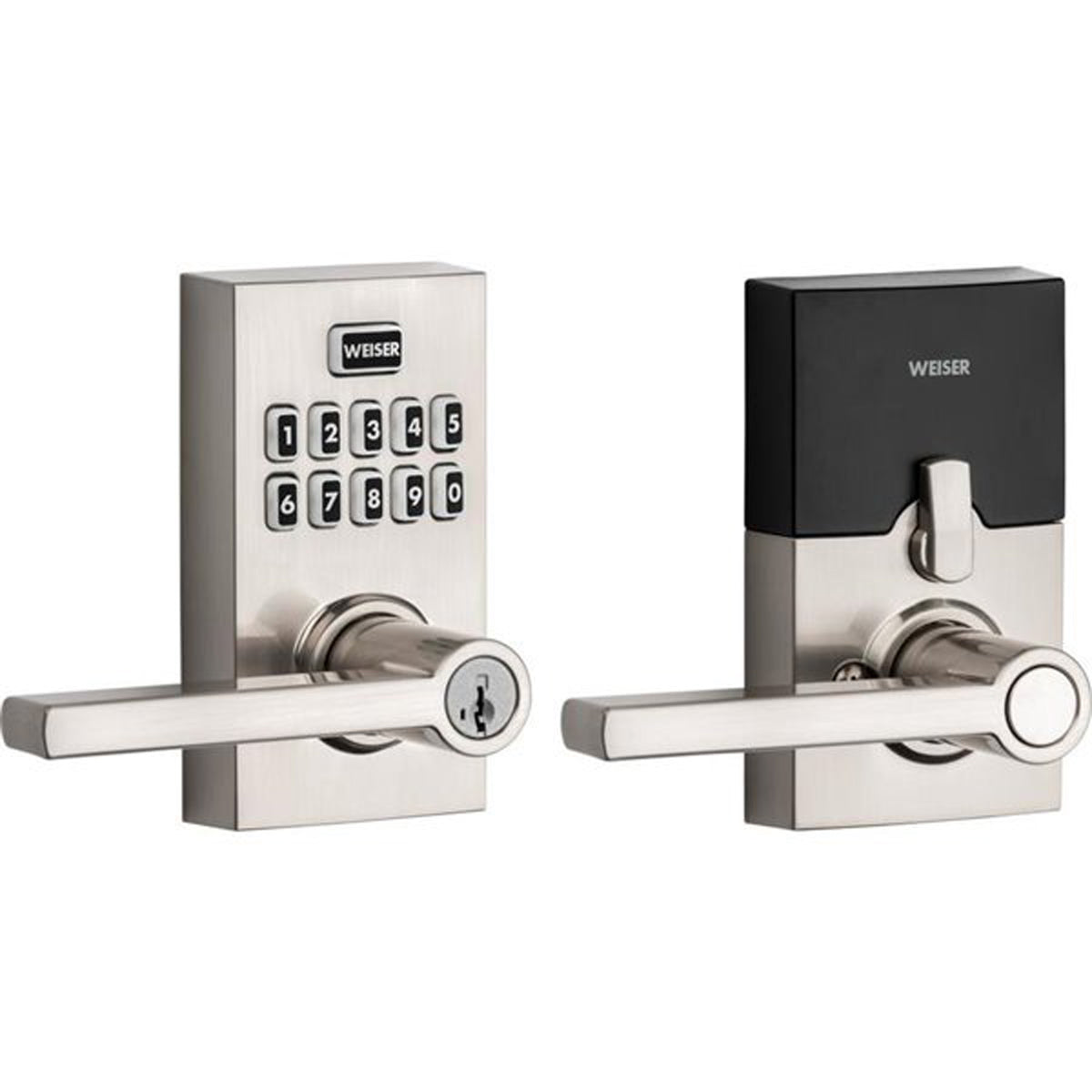 Poignée électronique Smart Code 10 avec levier Halifax, nickel satiné