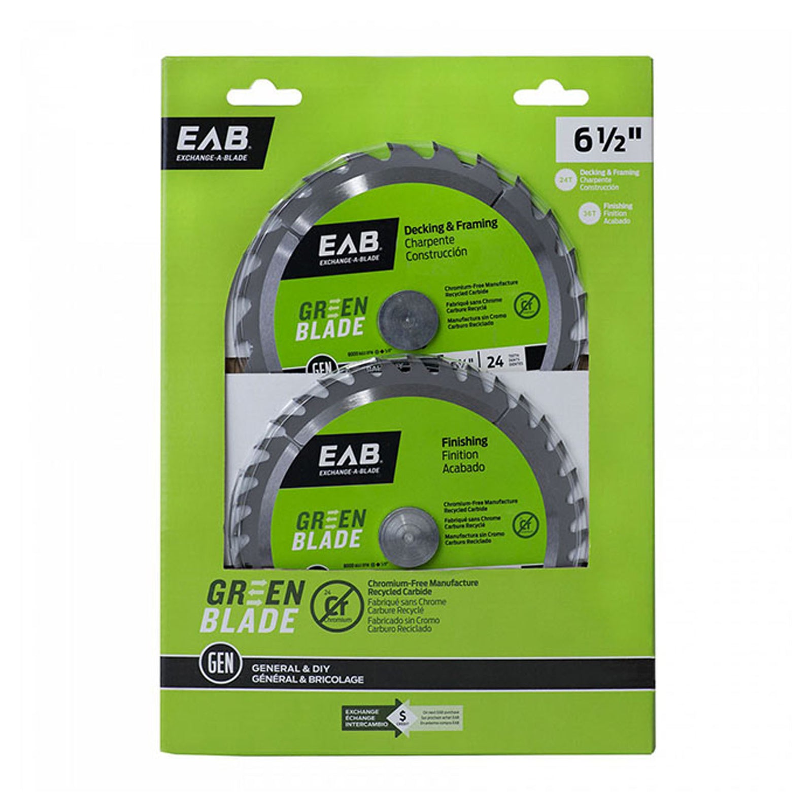 Ensemble de 2 lames de scie au carbure, General, 24 dents et 36 dents, 6-1/2''