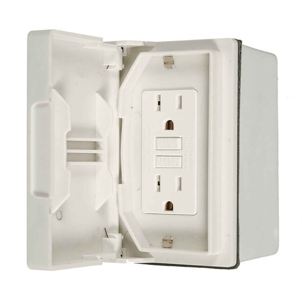 Trousse GFCI avec réceptacle horizontal résistant aux intempéries de 15 A / 125 V, blanc