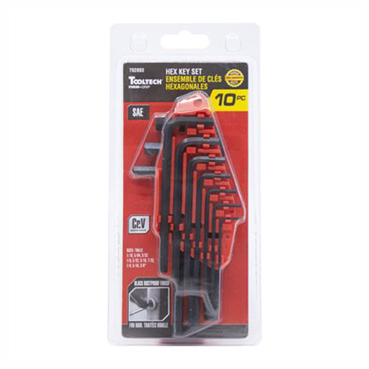 Ensemble de 10 clés hexagonale, SAE