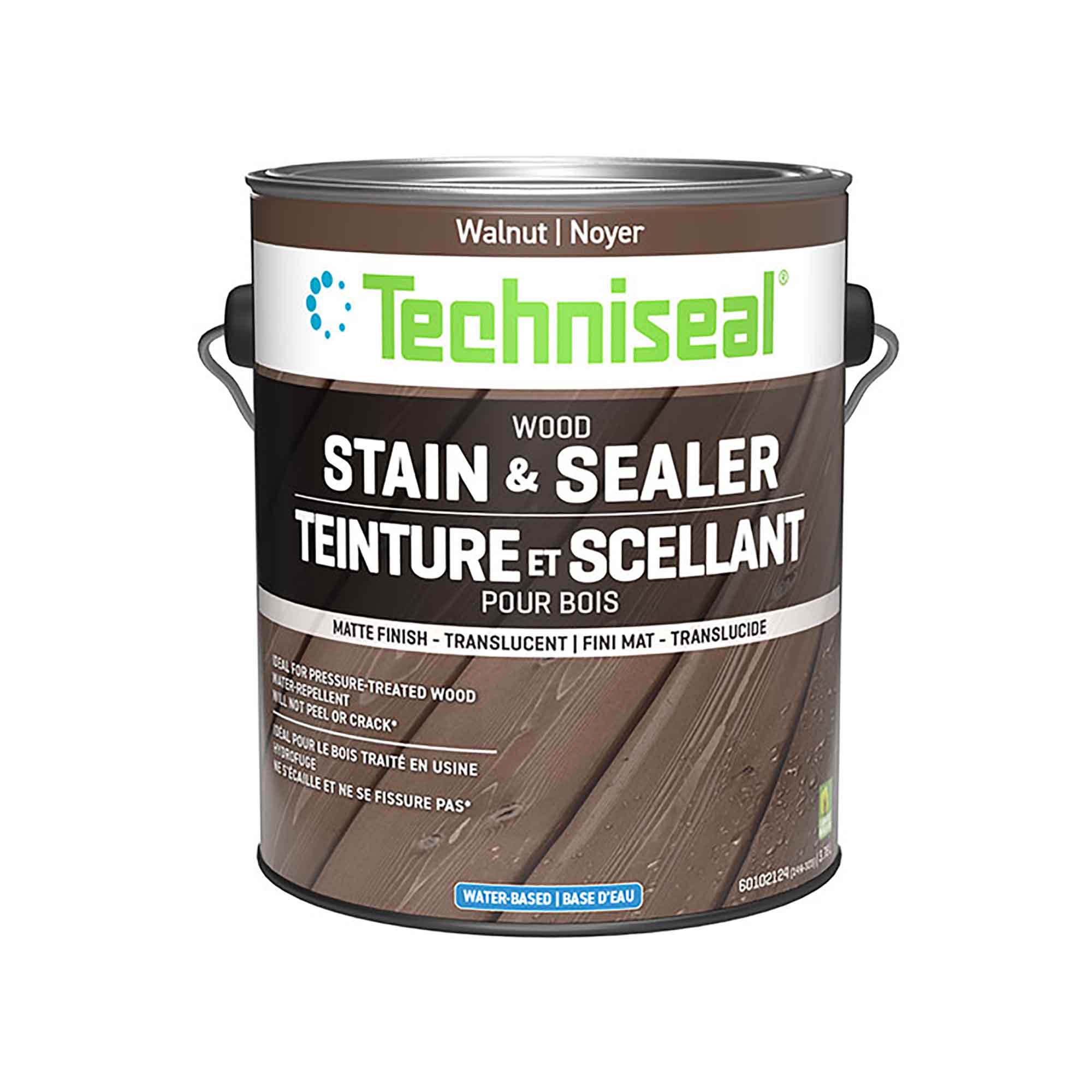 Teinture mate et scellant pour bois à base d'eau, noyer (3,78 L)