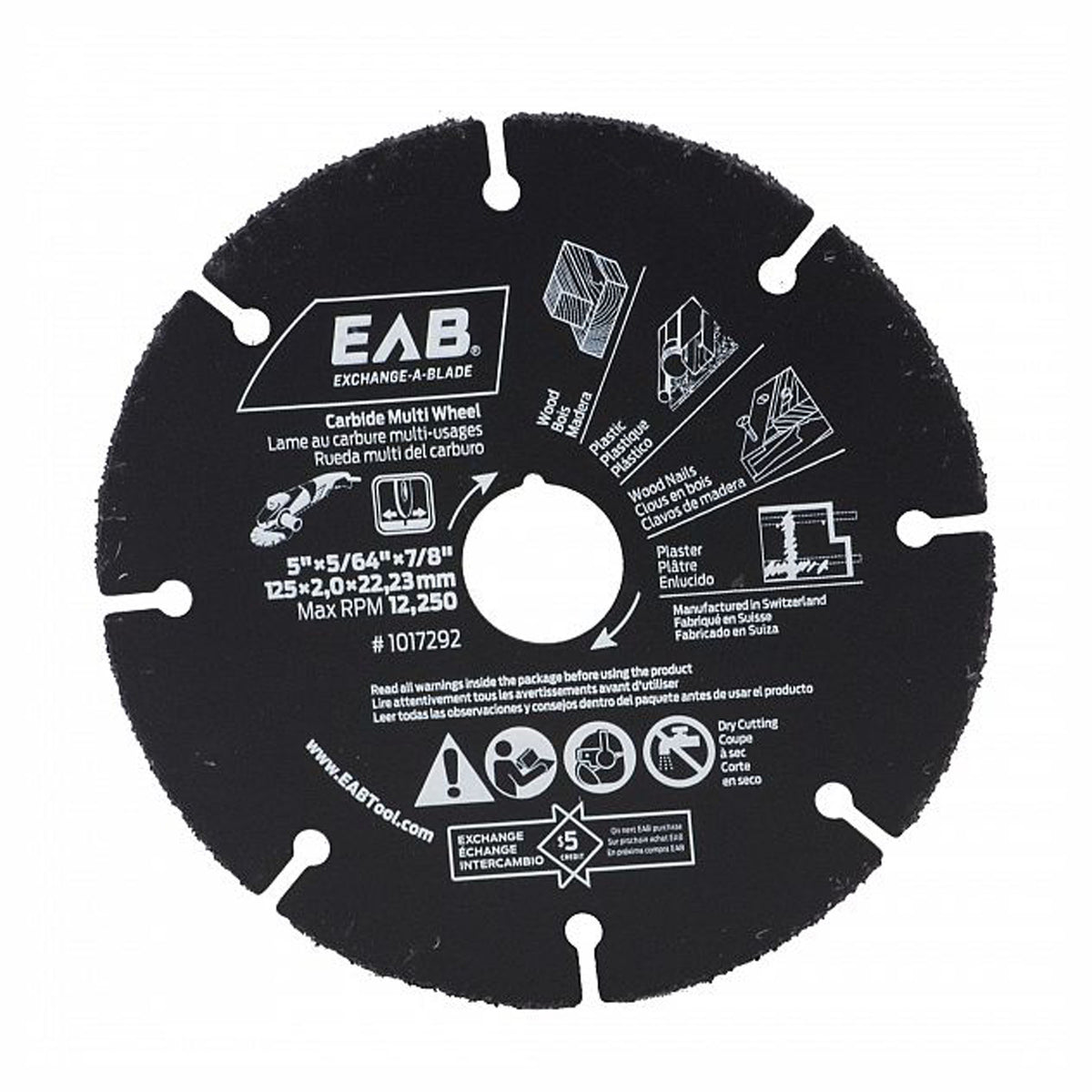 Lame de meuleuse au carbure, multi-usage, 5''